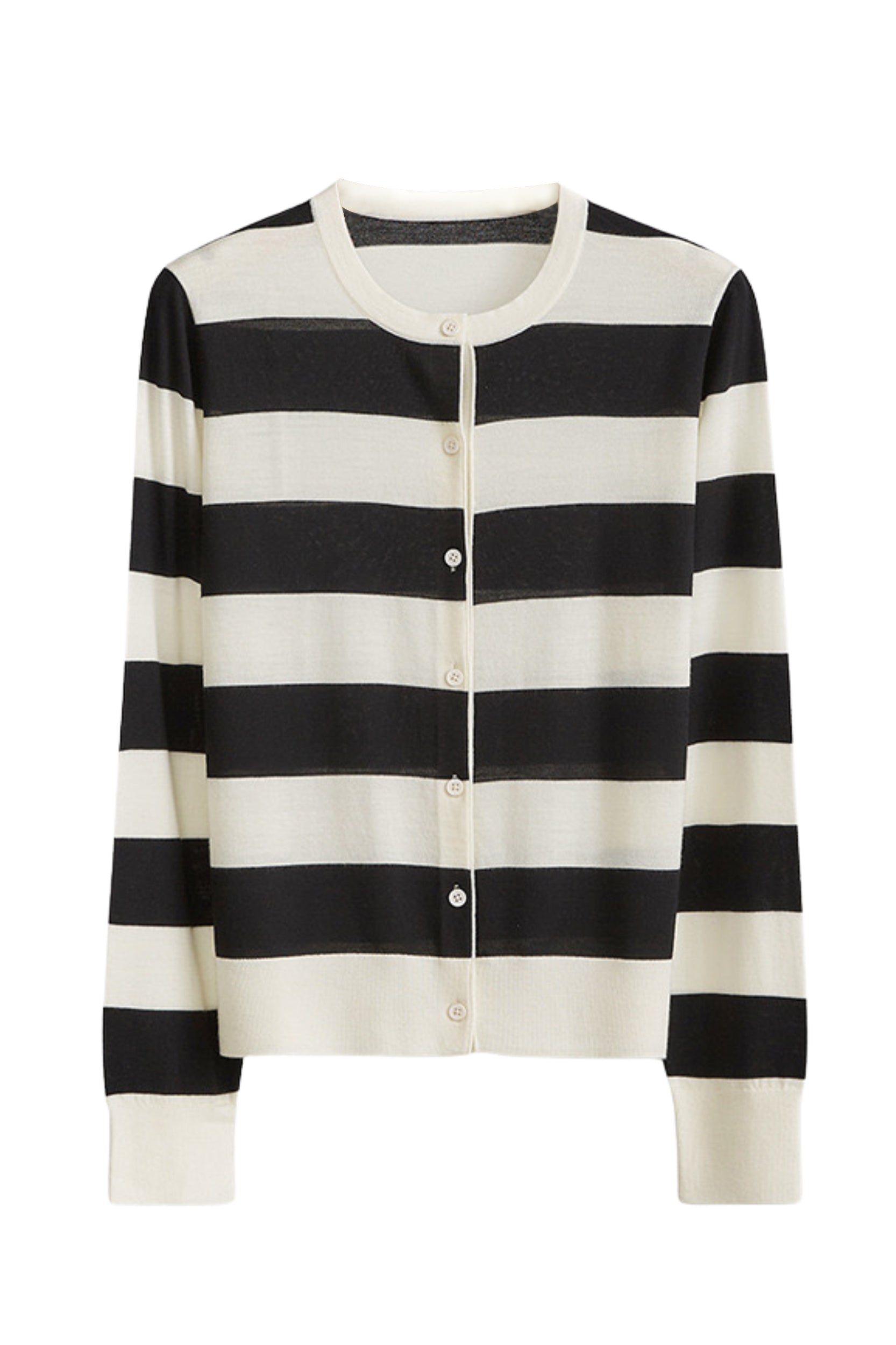 Andrea Striped Merino Wool Cardigan