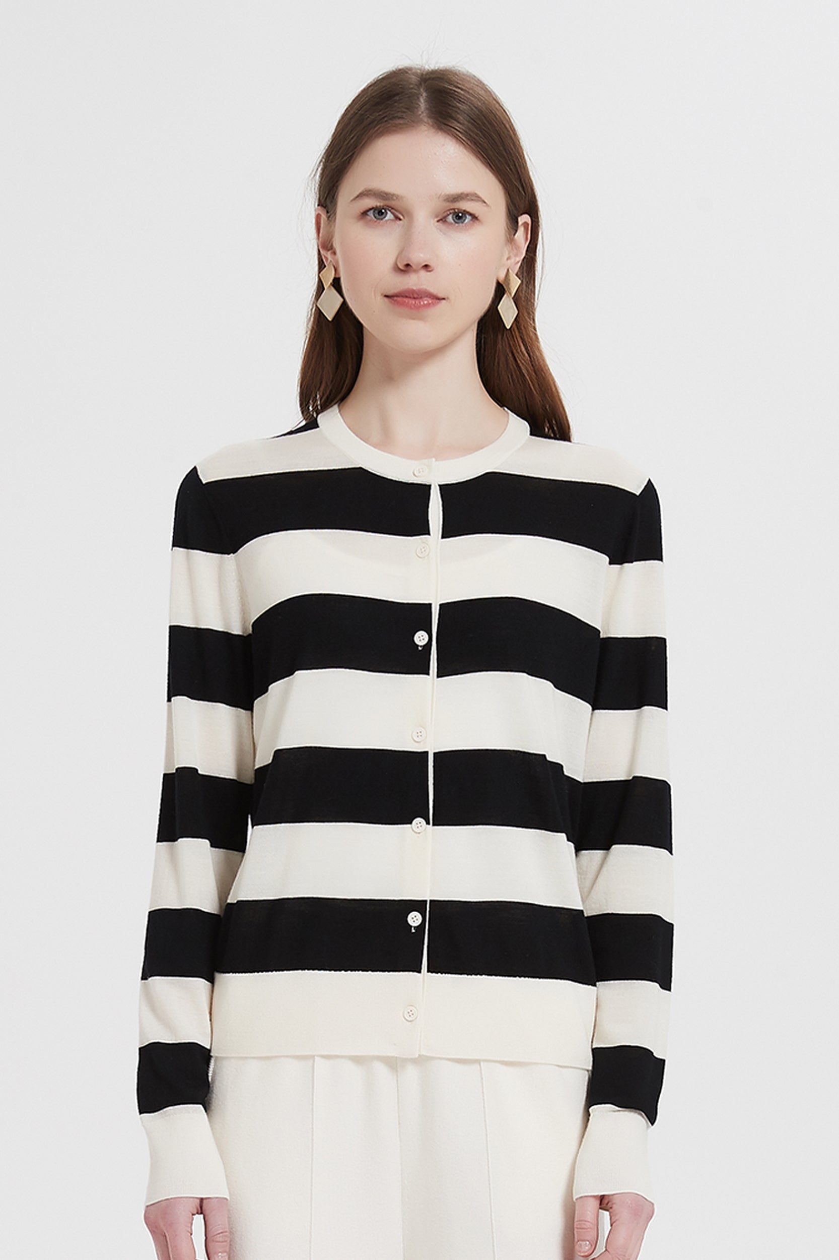 Andrea Striped Merino Wool Cardigan