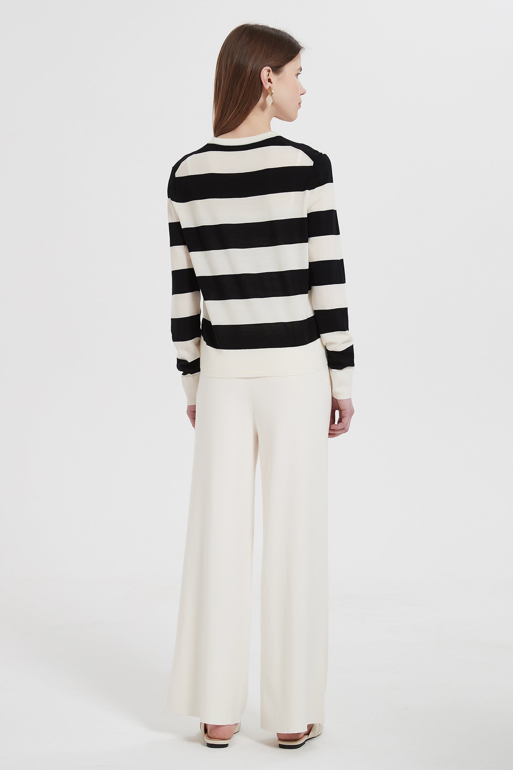 Andrea Striped Merino Wool Cardigan