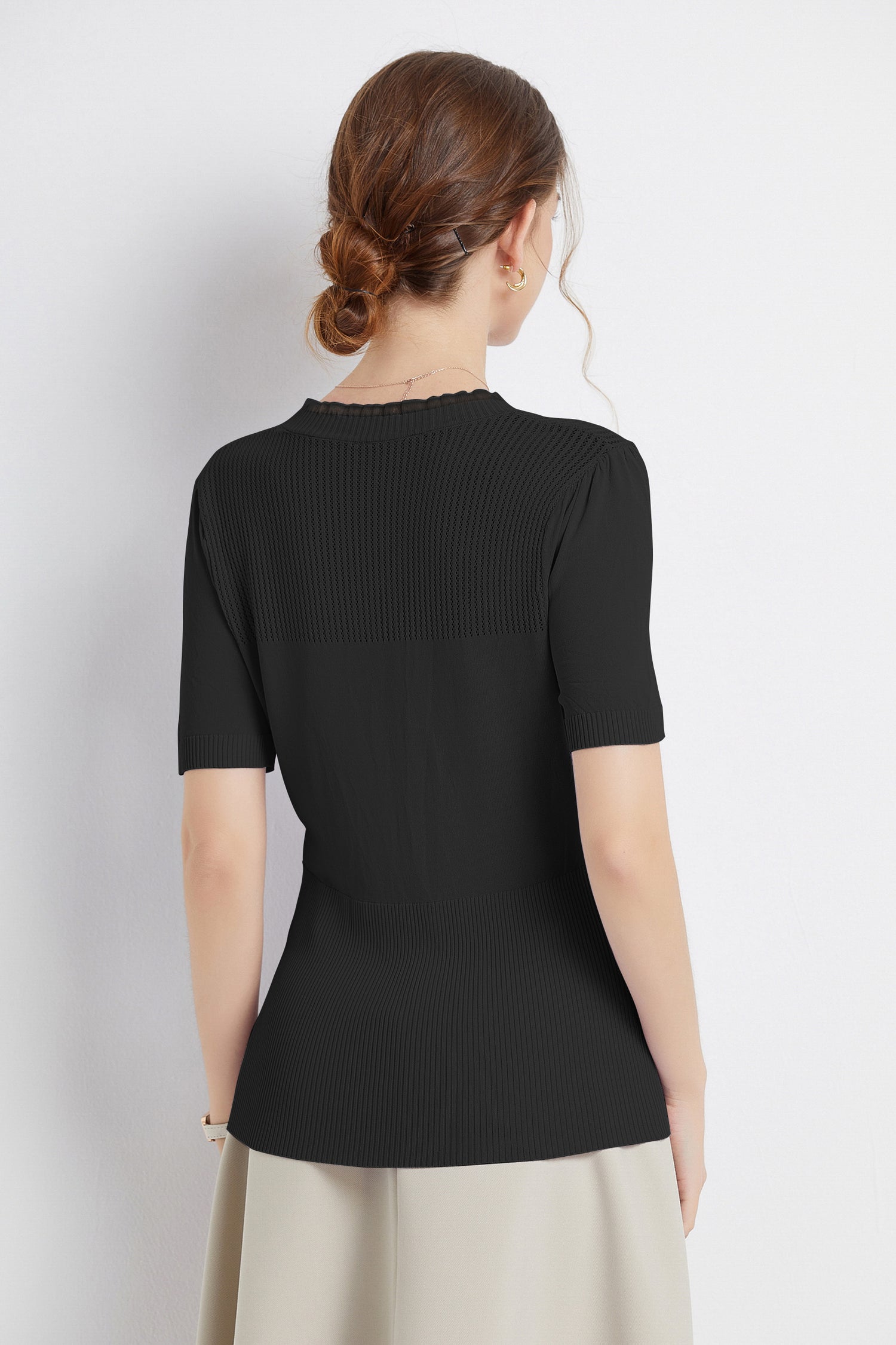 HeidiOrganzaNeckMeshKnitTopBlack1