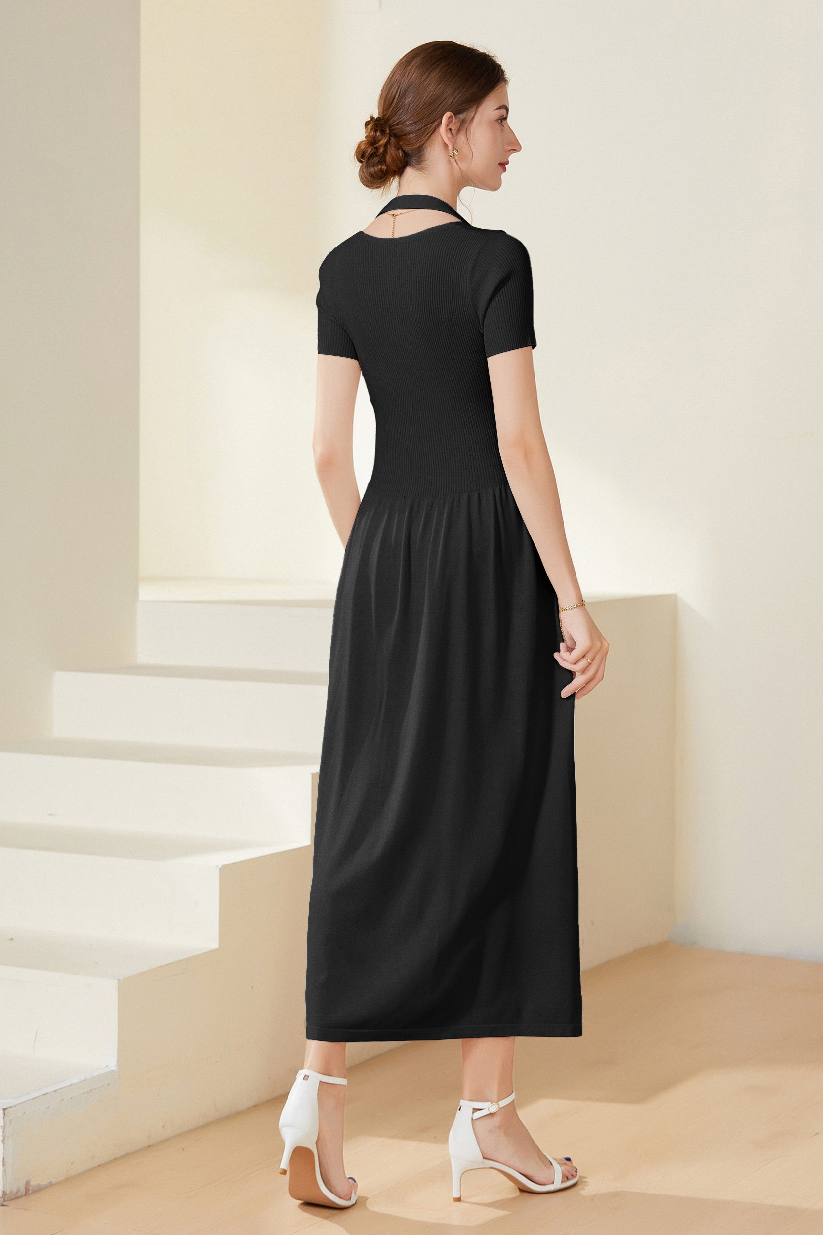 PhoebeStretchKnitCut-OutMidiDressBlack3