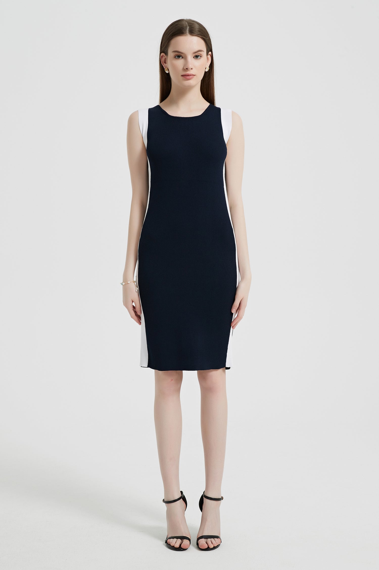 Aega Stretch Knit Contrast Trim Midi Dress