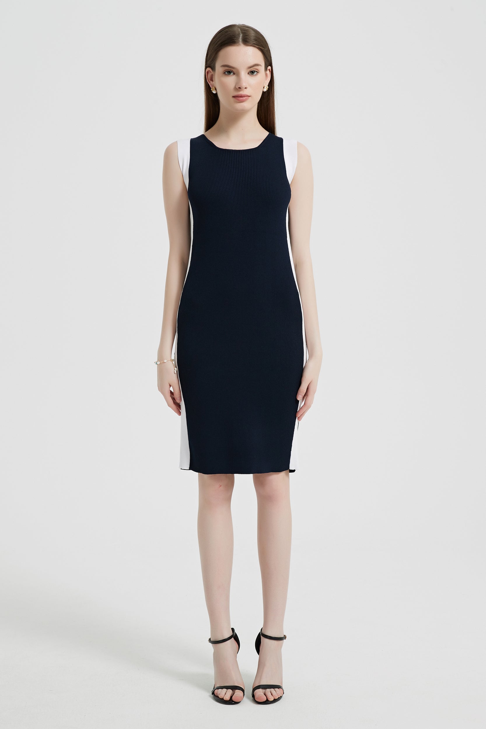Aega Stretch Knit Contrast Trim Midi Dress