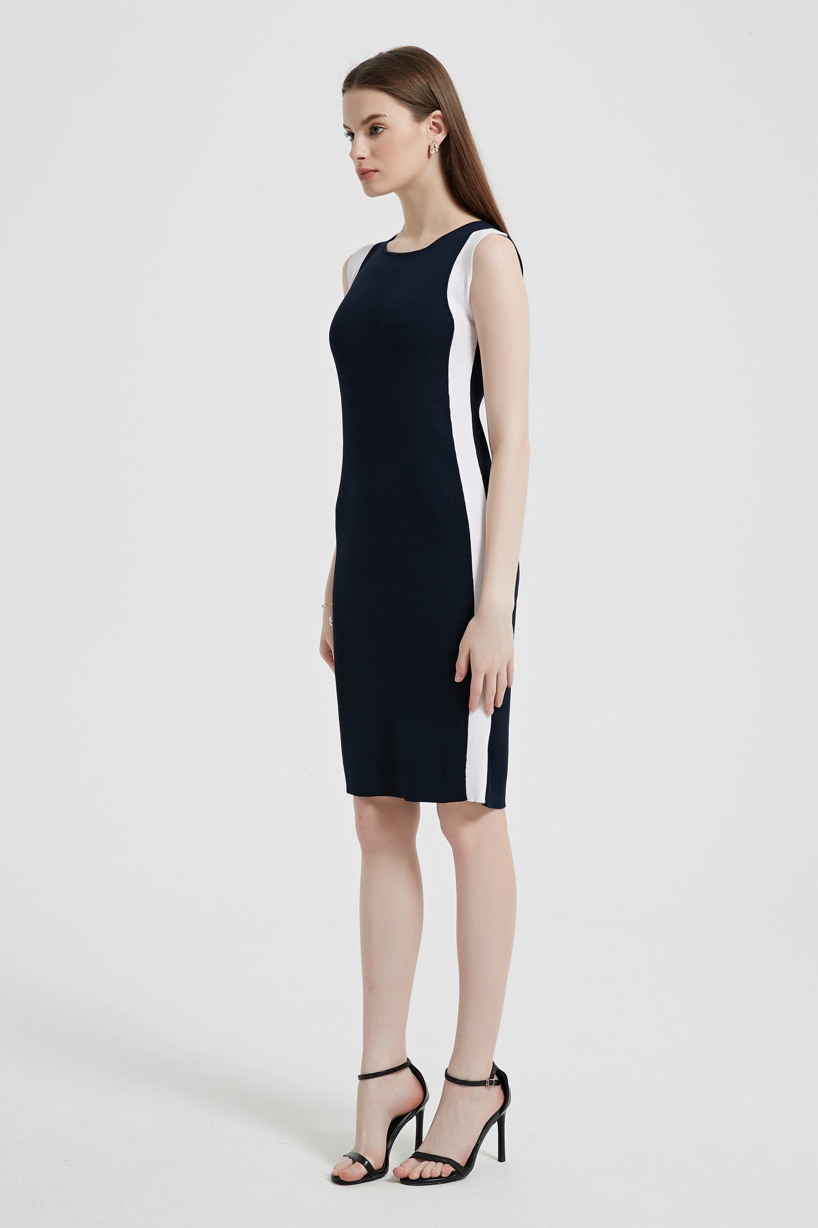 Aega Stretch Knit Contrast Trim Midi Dress