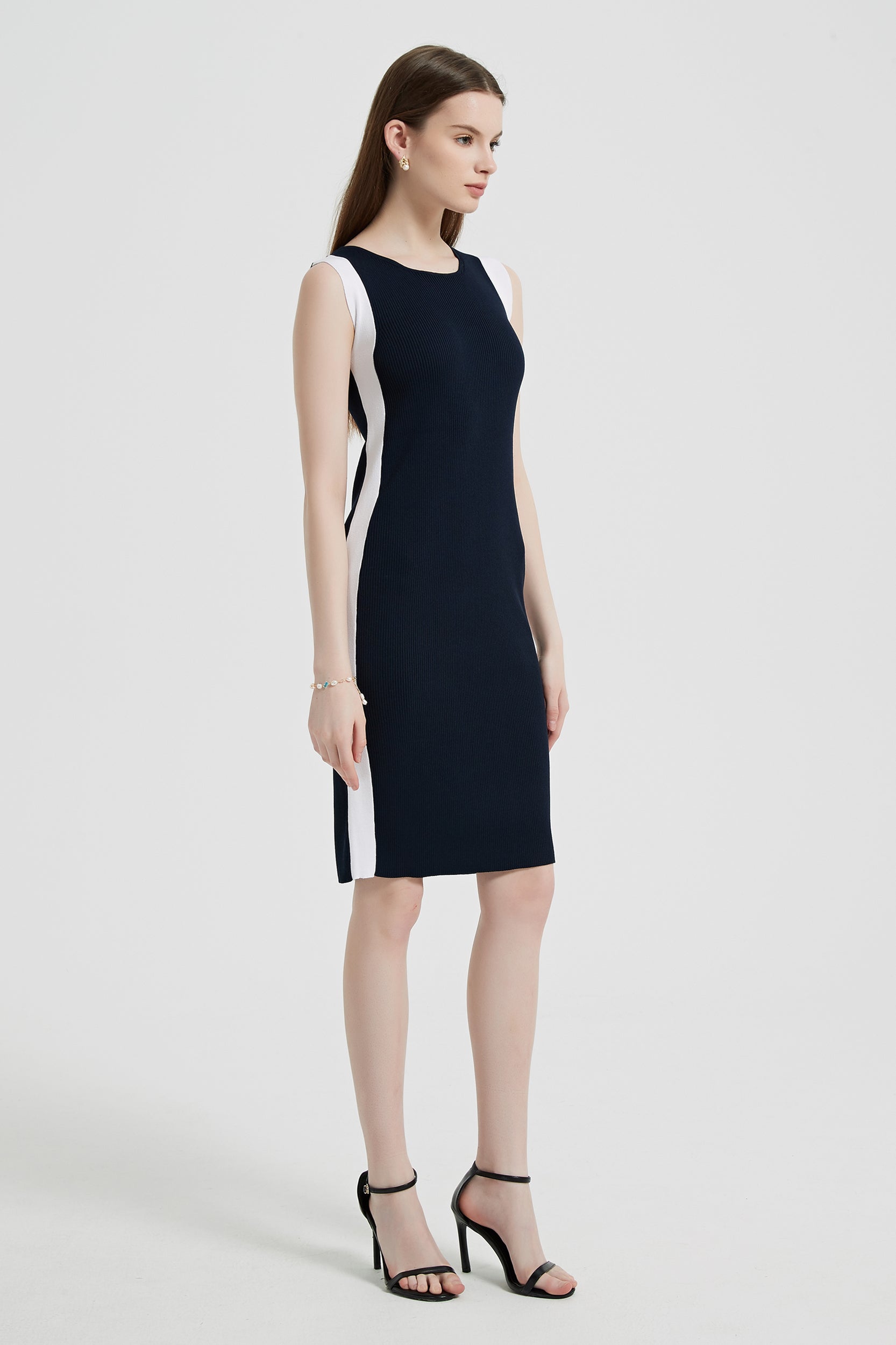 Aega Stretch Knit Contrast Trim Midi Dress
