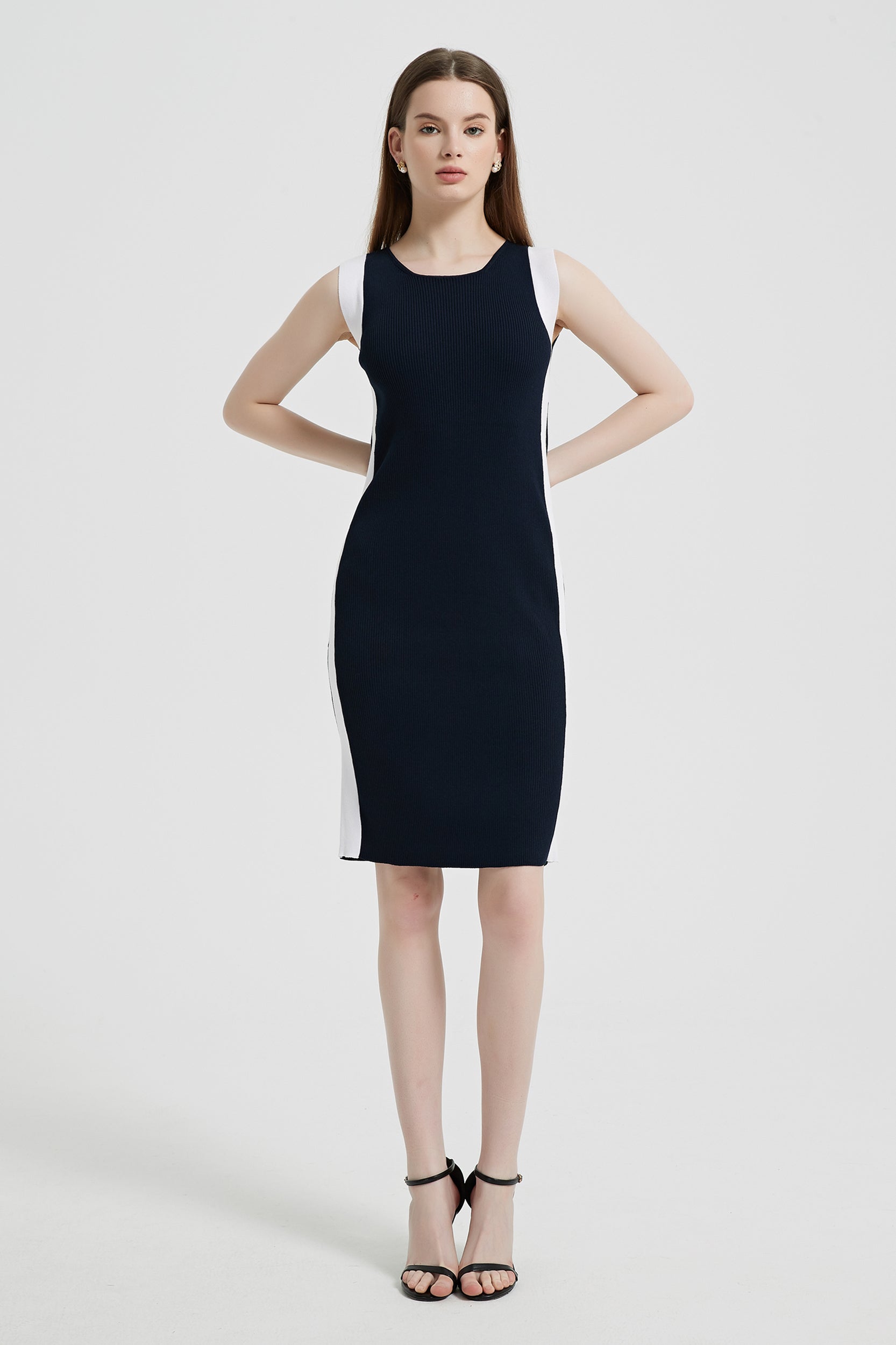 Aega Stretch Knit Contrast Trim Midi Dress