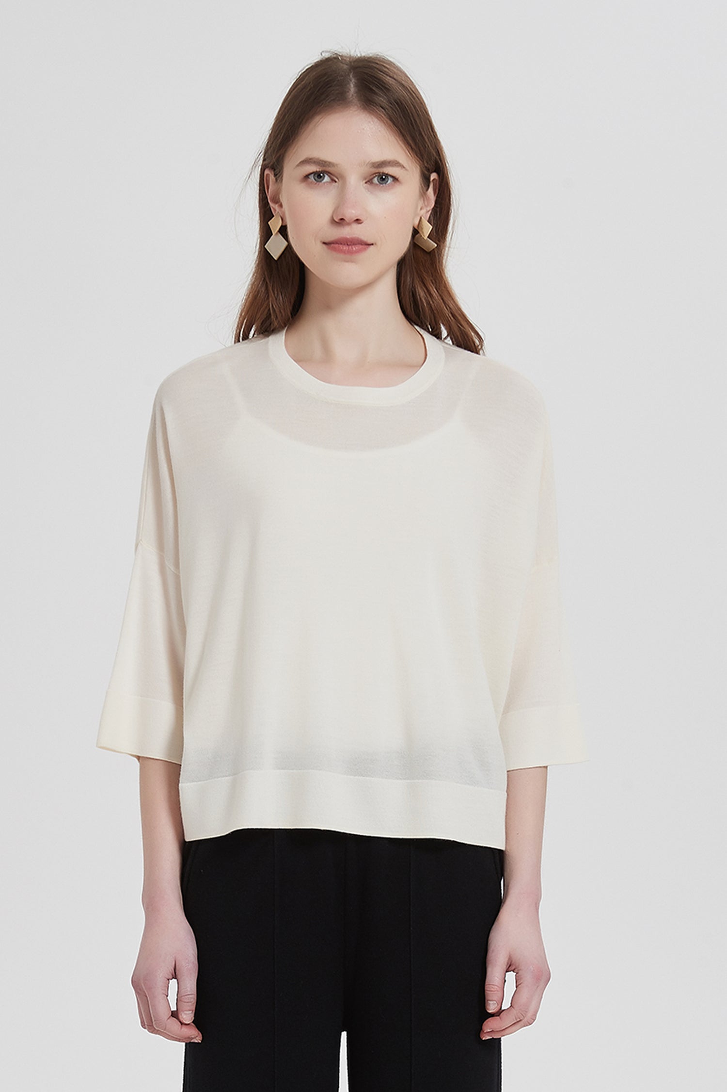 Analyzing image    SKYEAira3_4SleeveMerinoWoolSweaterFront