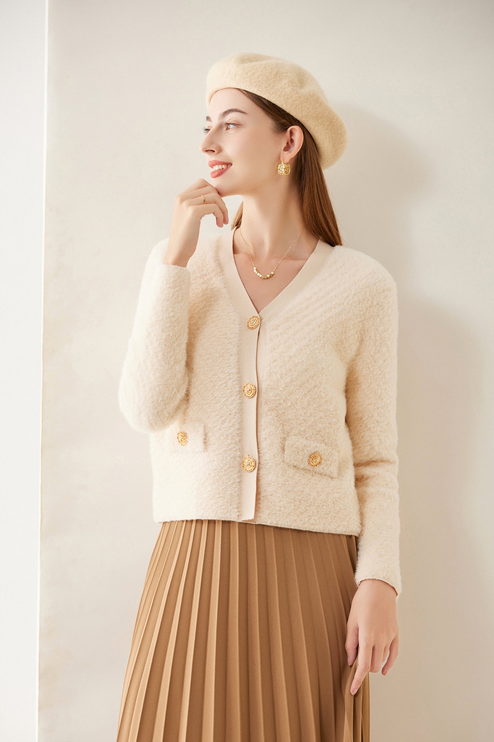 SKYEAlexandraV-neckFauxFurCardigan_10