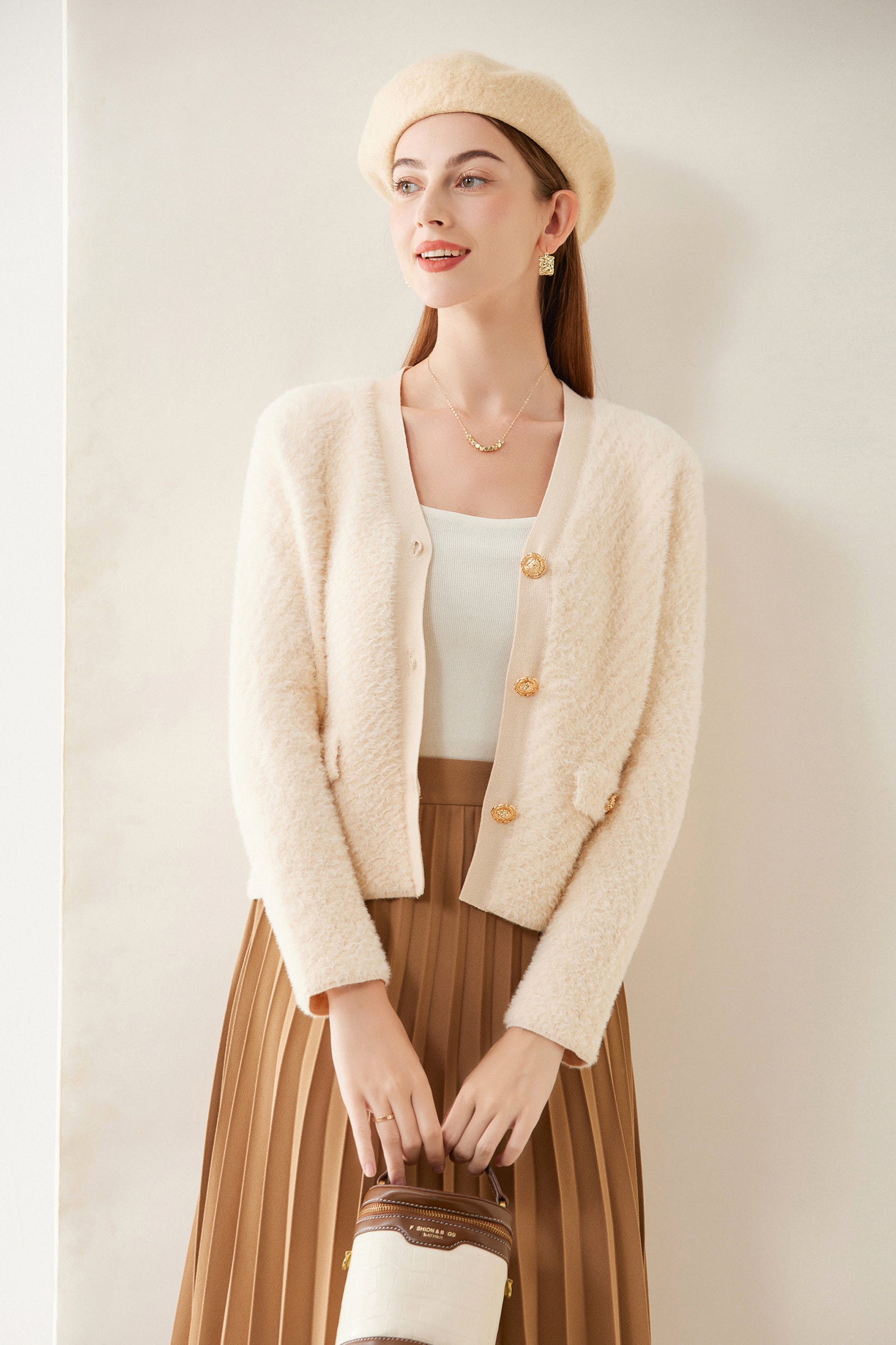 SKYEAlexandraV-neckFauxFurCardigan_13