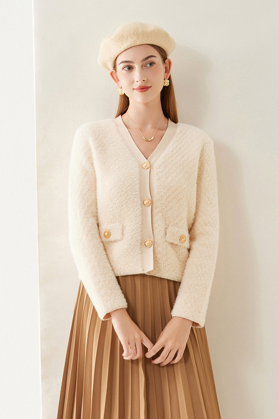SKYEAlexandraV-neckFauxFurCardigan_15