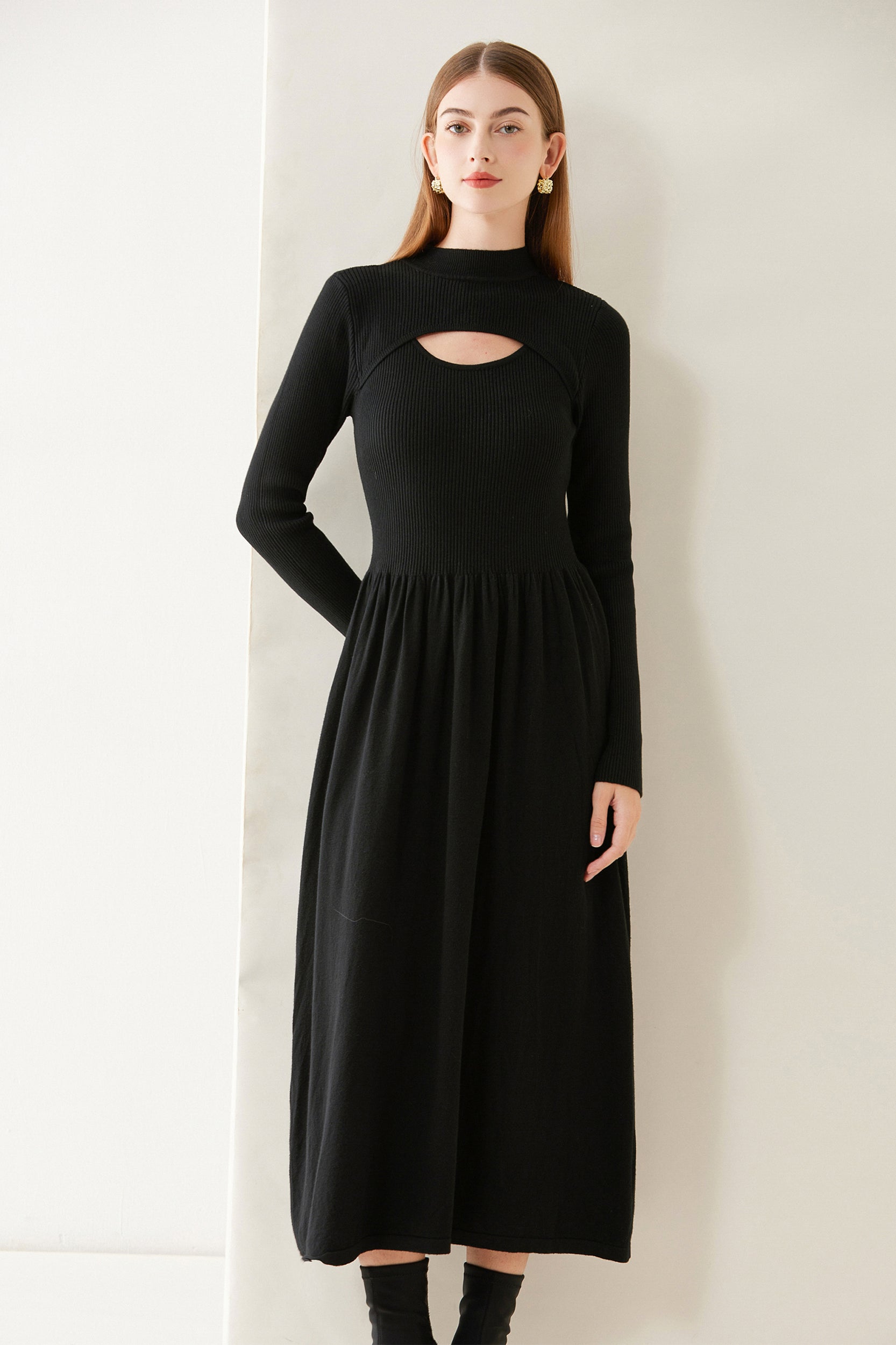 Amaya Cutout Stretch Knit Midi Dress