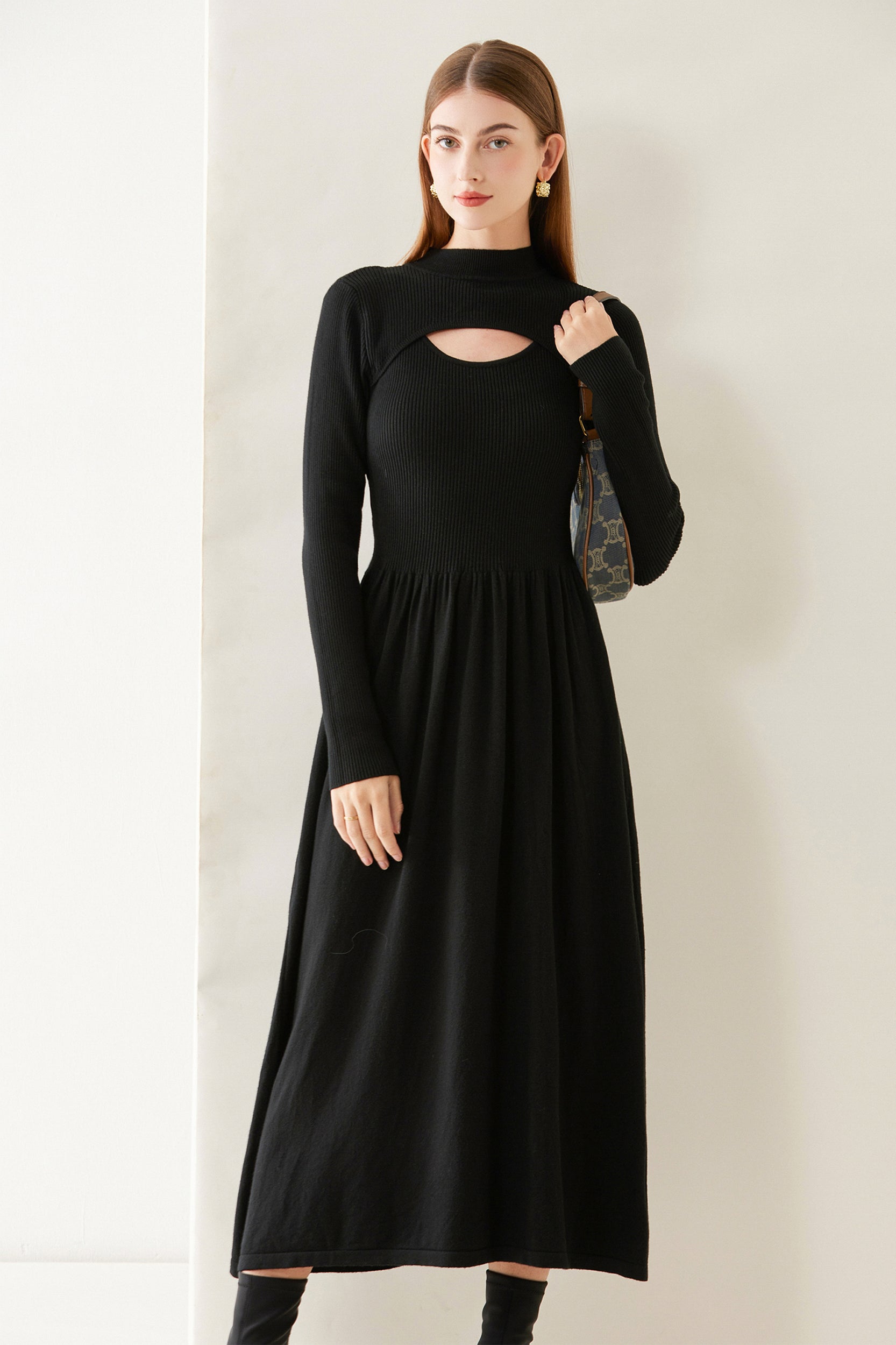 Amaya Cutout Stretch Knit Midi Dress