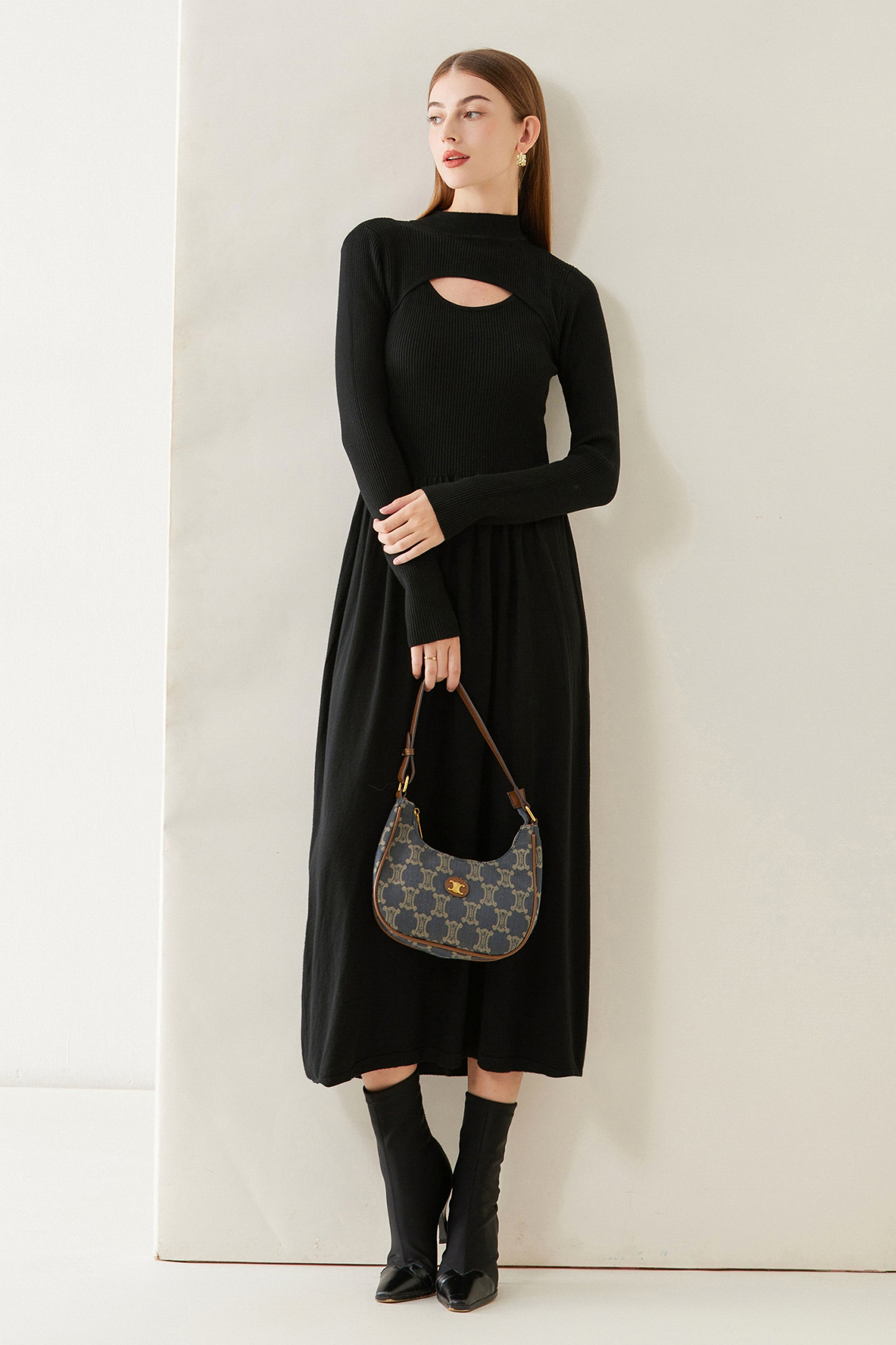 Amaya Cutout Stretch Knit Midi Dress