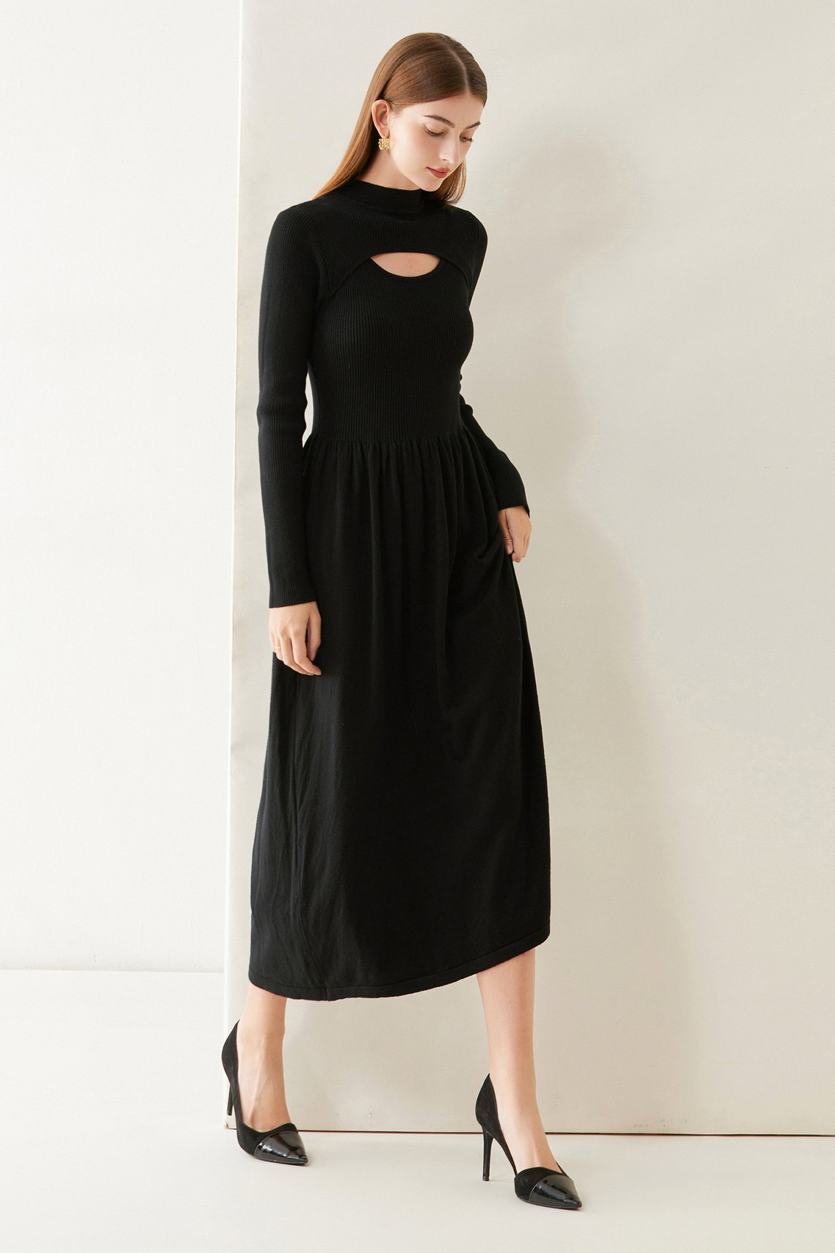 Amaya Cutout Stretch Knit Midi Dress