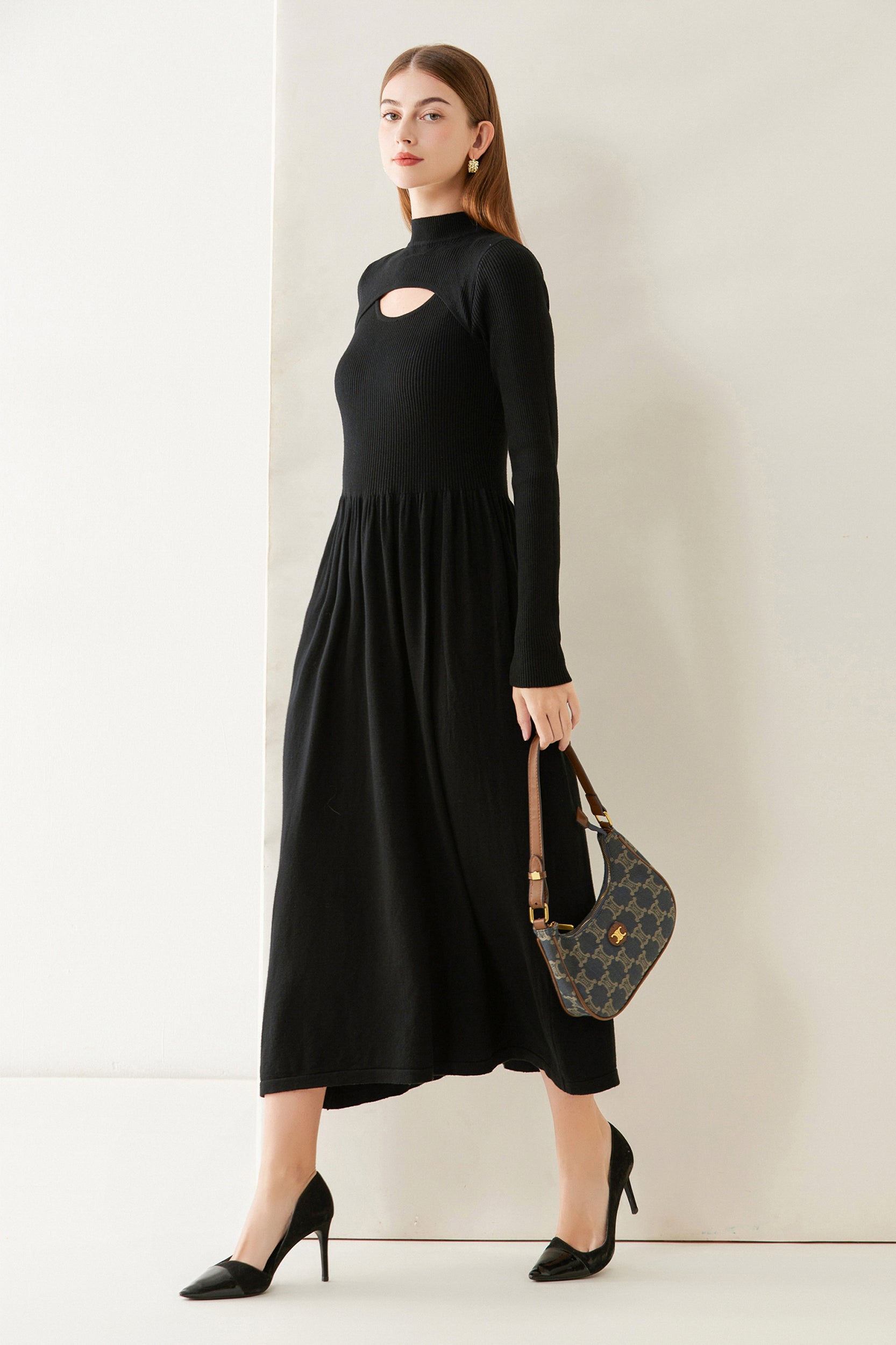 Amaya Cutout Stretch Knit Midi Dress