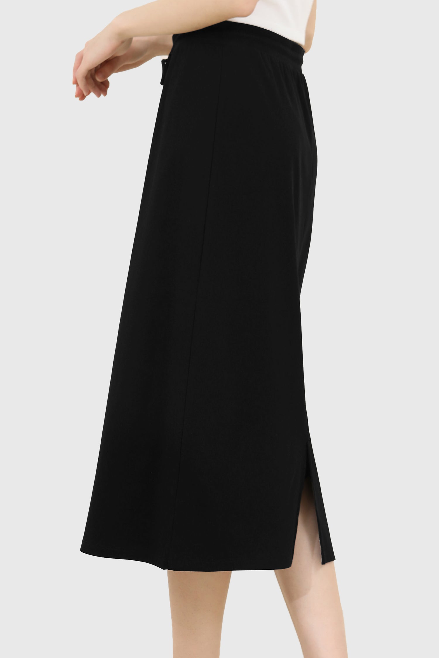 Antonia Stretch Waist Cotton Midi Skirt