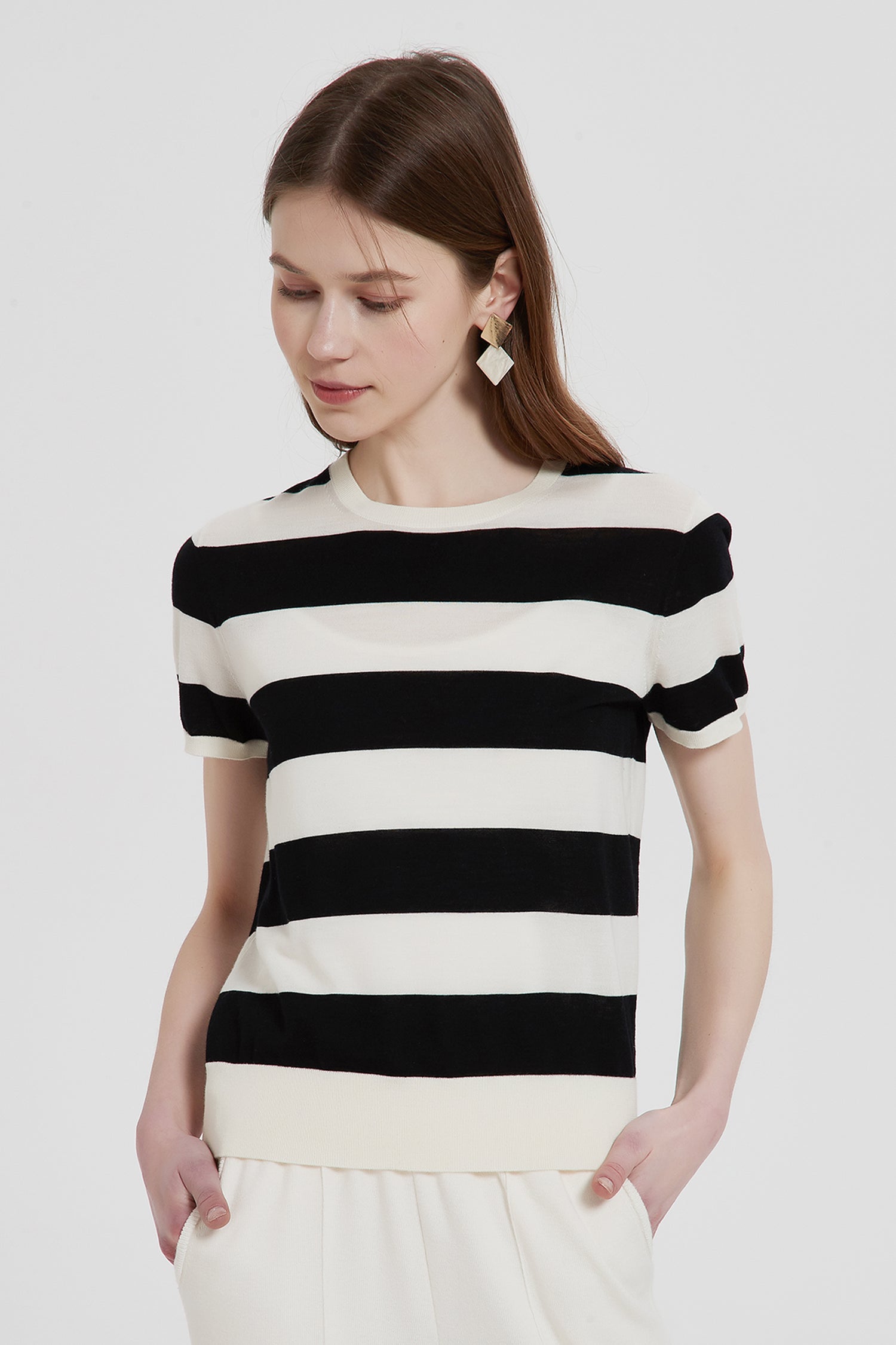 Arlene Striped Merino Wool Top
