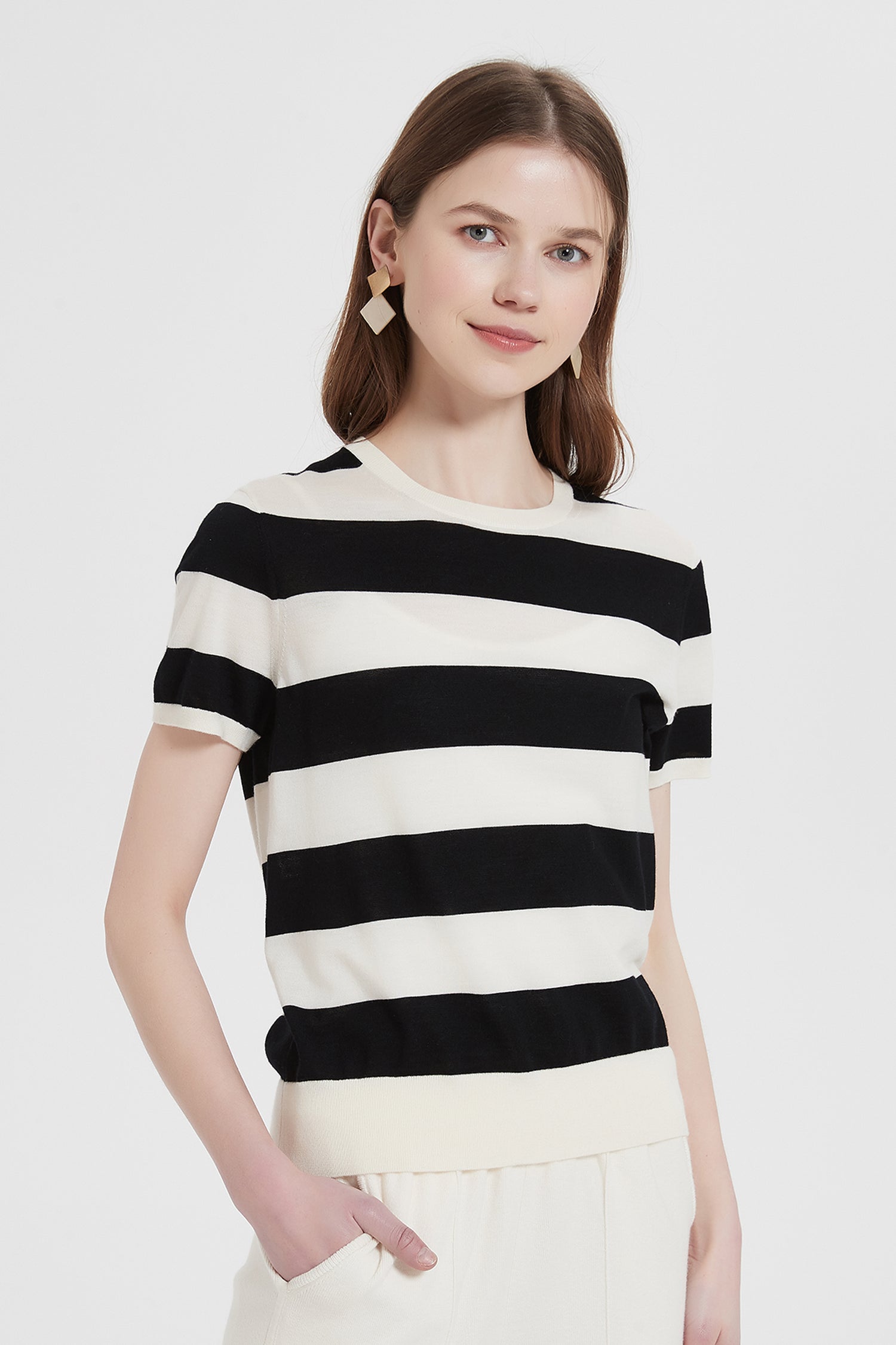 Arlene Striped Merino Wool Top