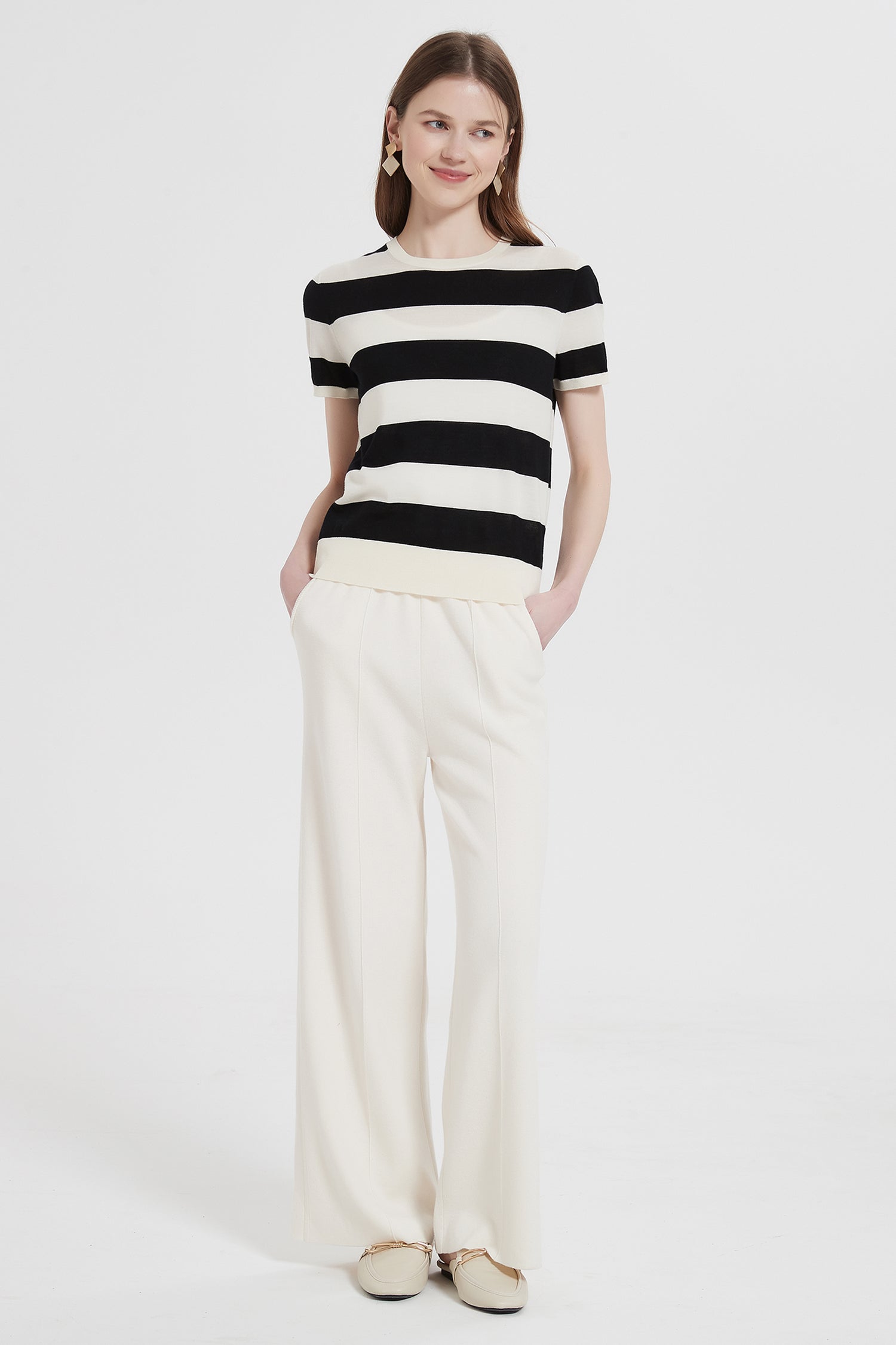 Arlene Striped Merino Wool Top