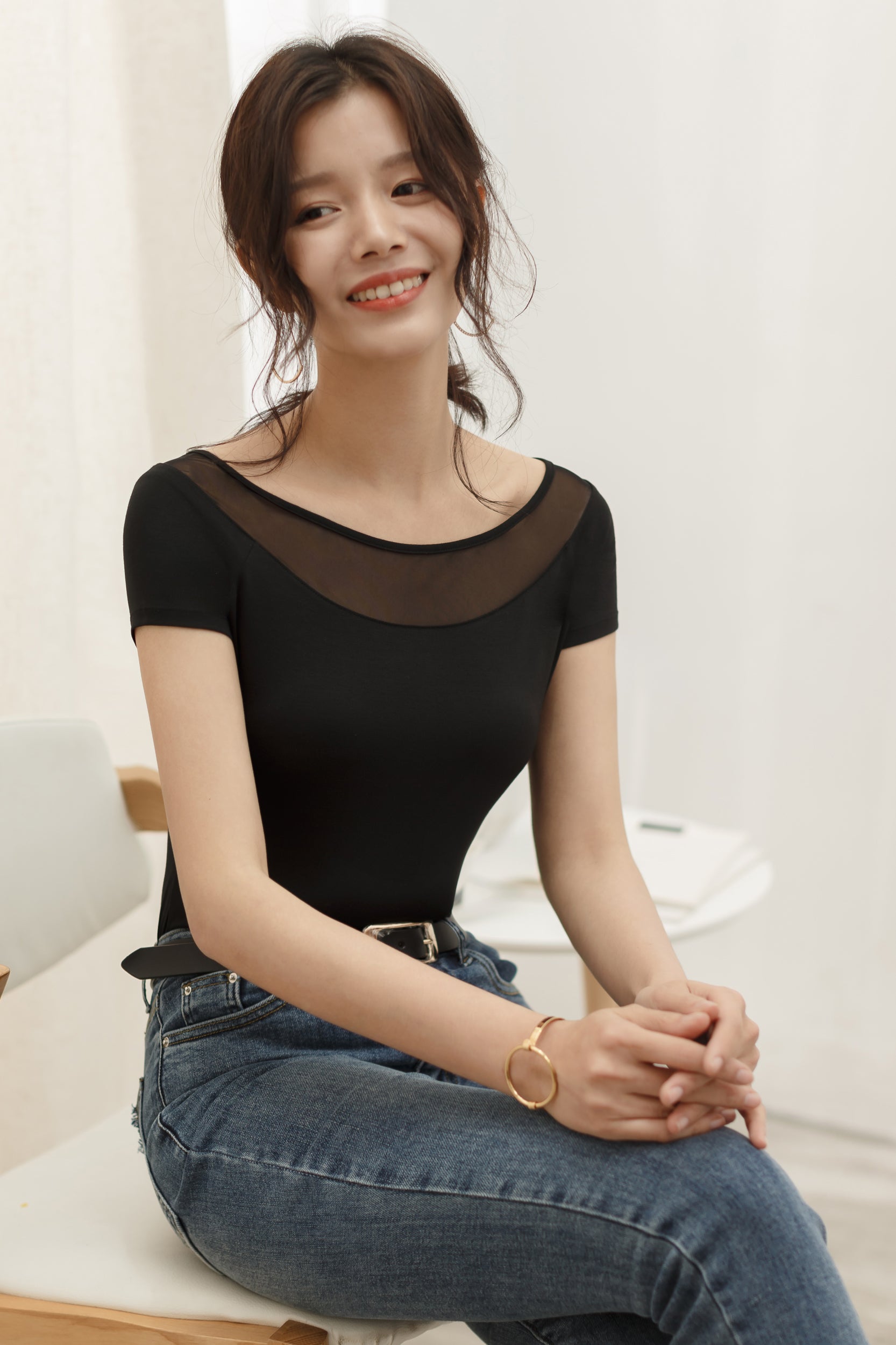 SKYEBeatrixmeshscoopneckt-shirtBlack2