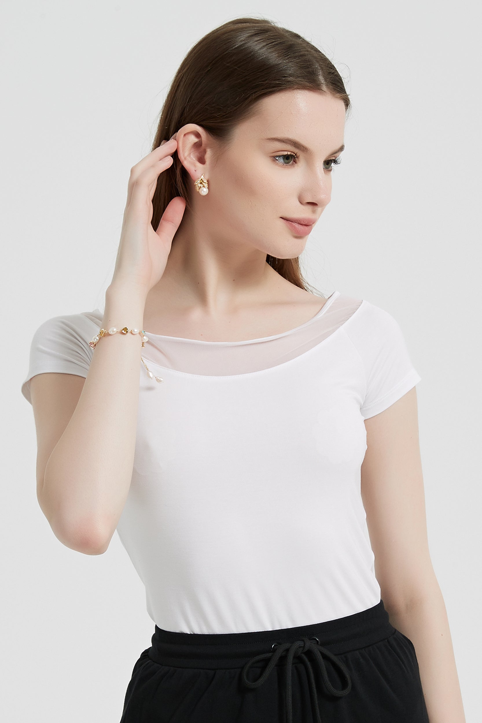 Beatrix Mesh Scoop Neck T-Shirt