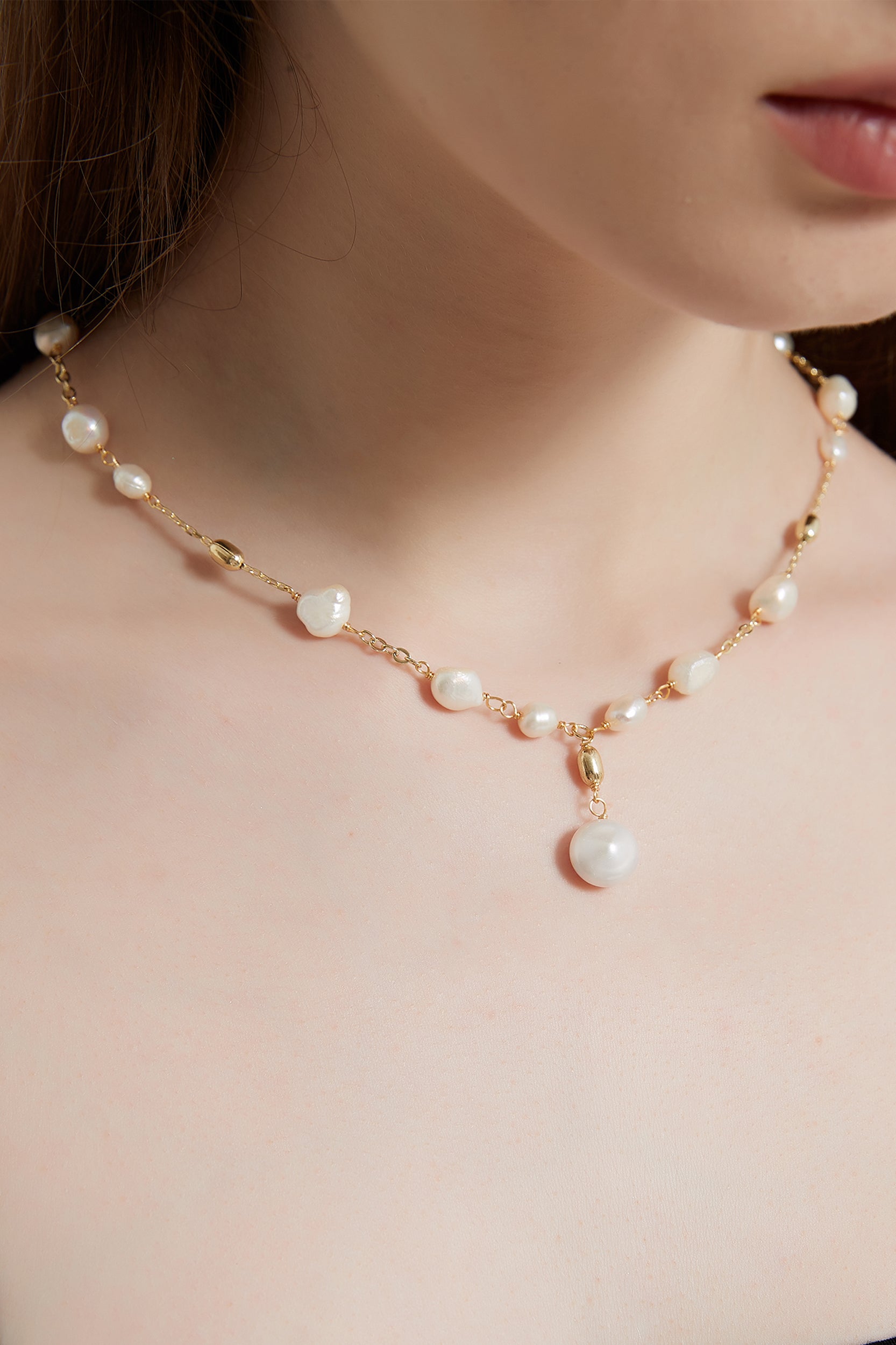 Calista 18K Gold-Filled Nuggets Freshwater Pearl Y-Necklace