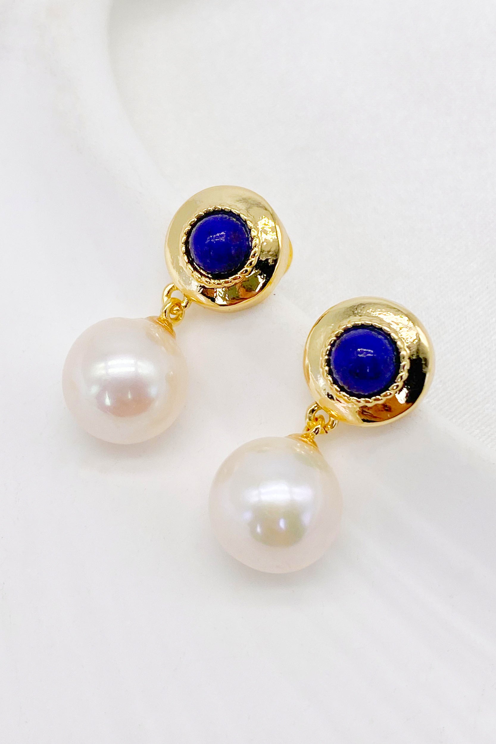 Carina 18K Gold-Filled Lapis Pearl Drop Earrings