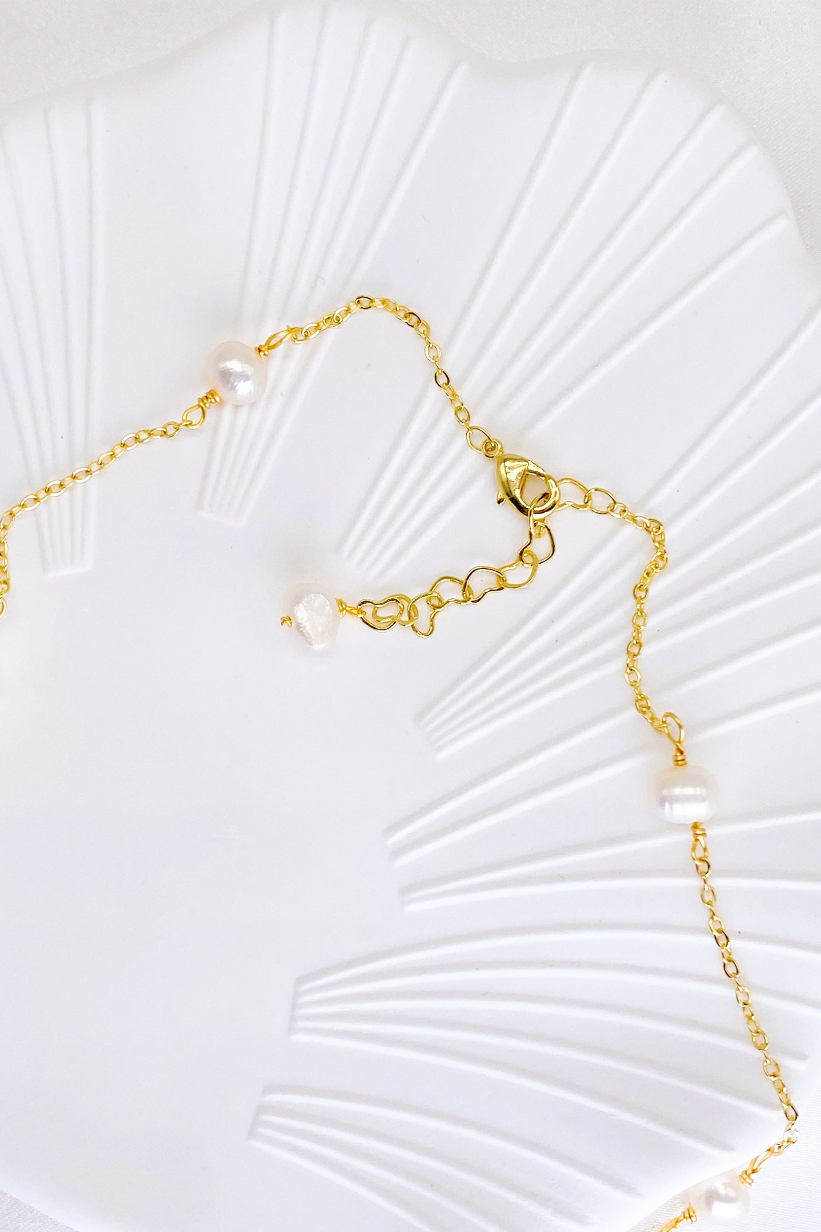 Caroline Gold Square Rose Medallion Pearl Necklace