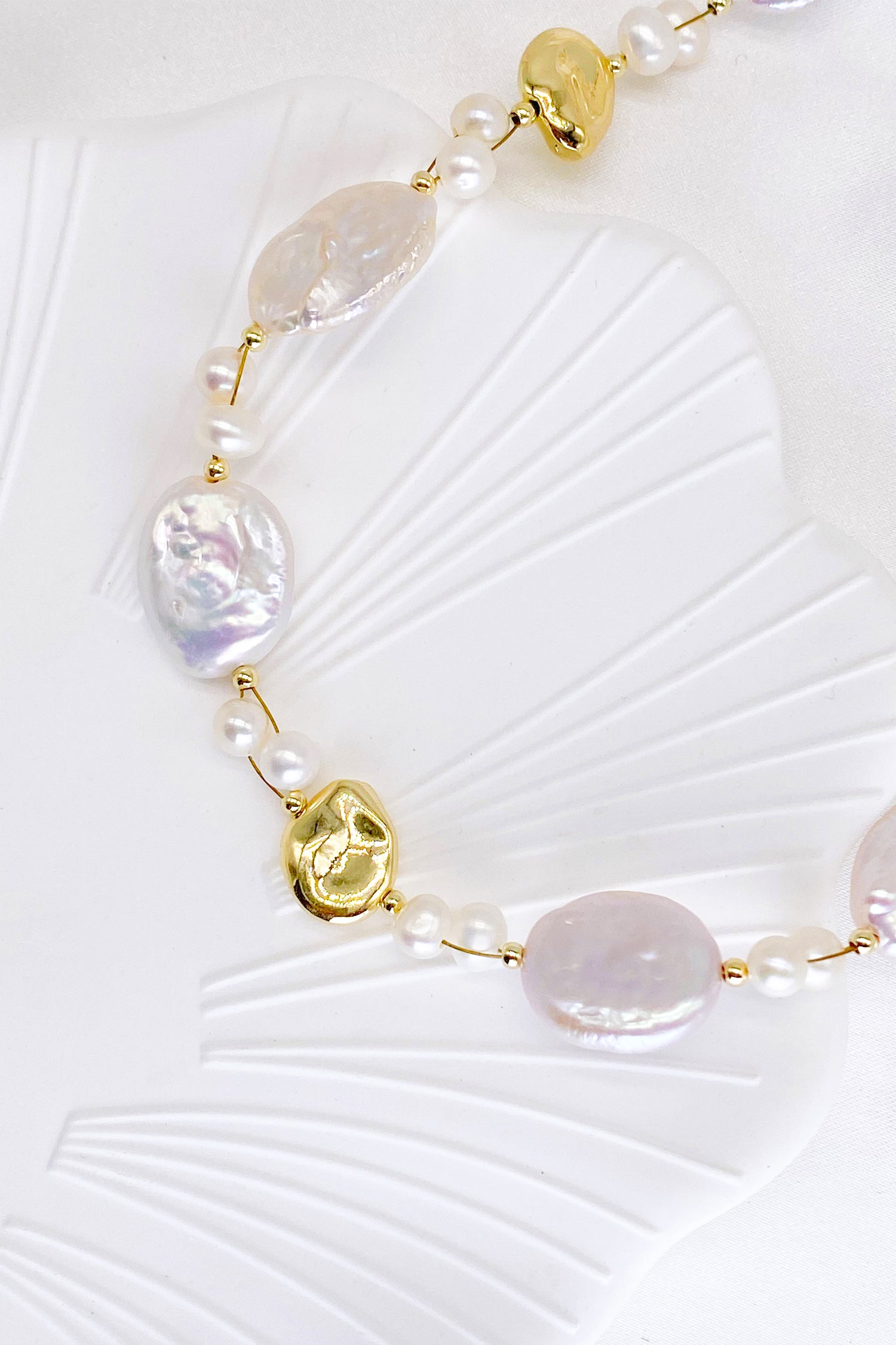 Cora Keshi Pearl Gold Bead Necklace