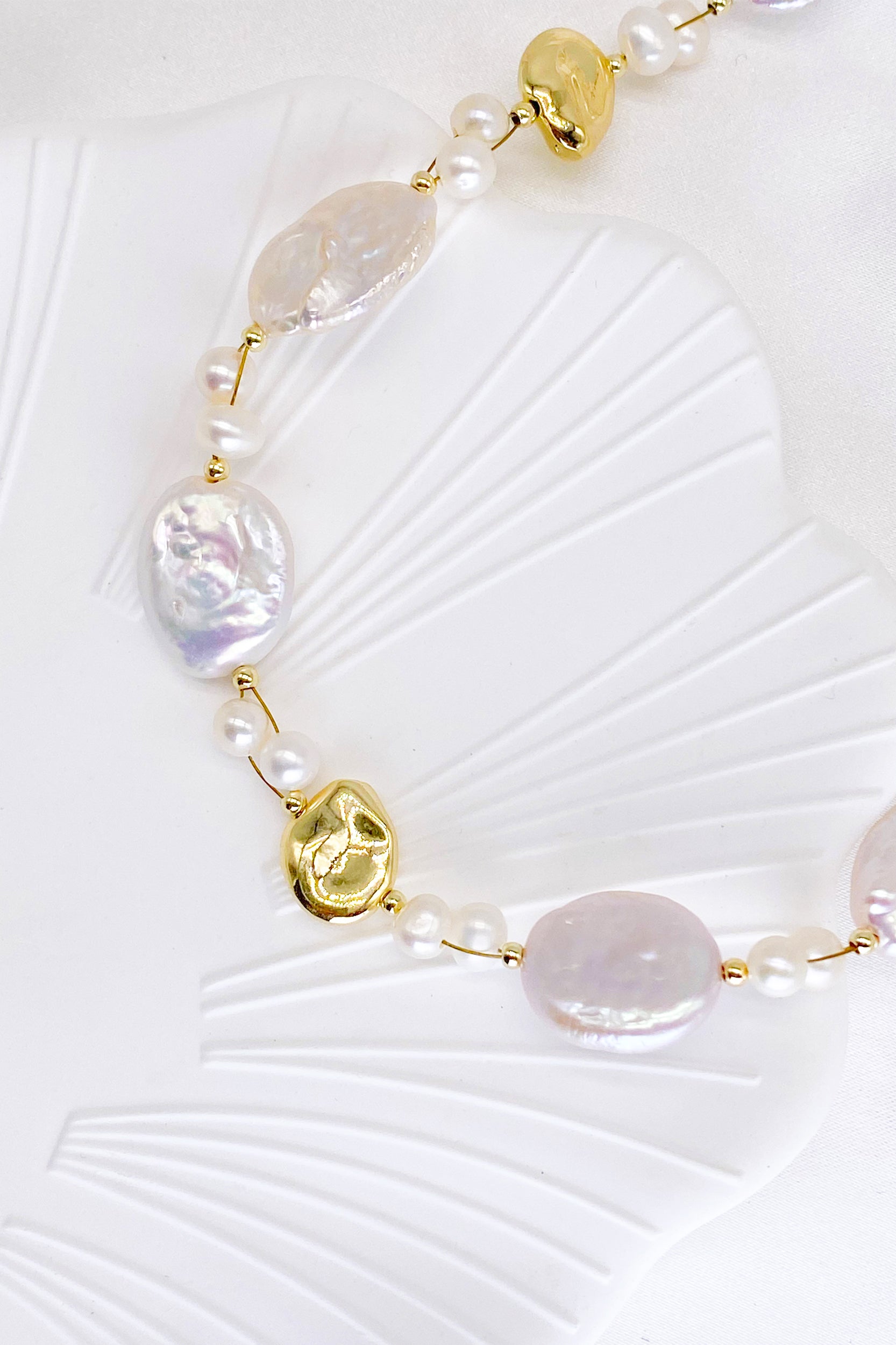 Cora Keshi Pearl Gold Bead Necklace