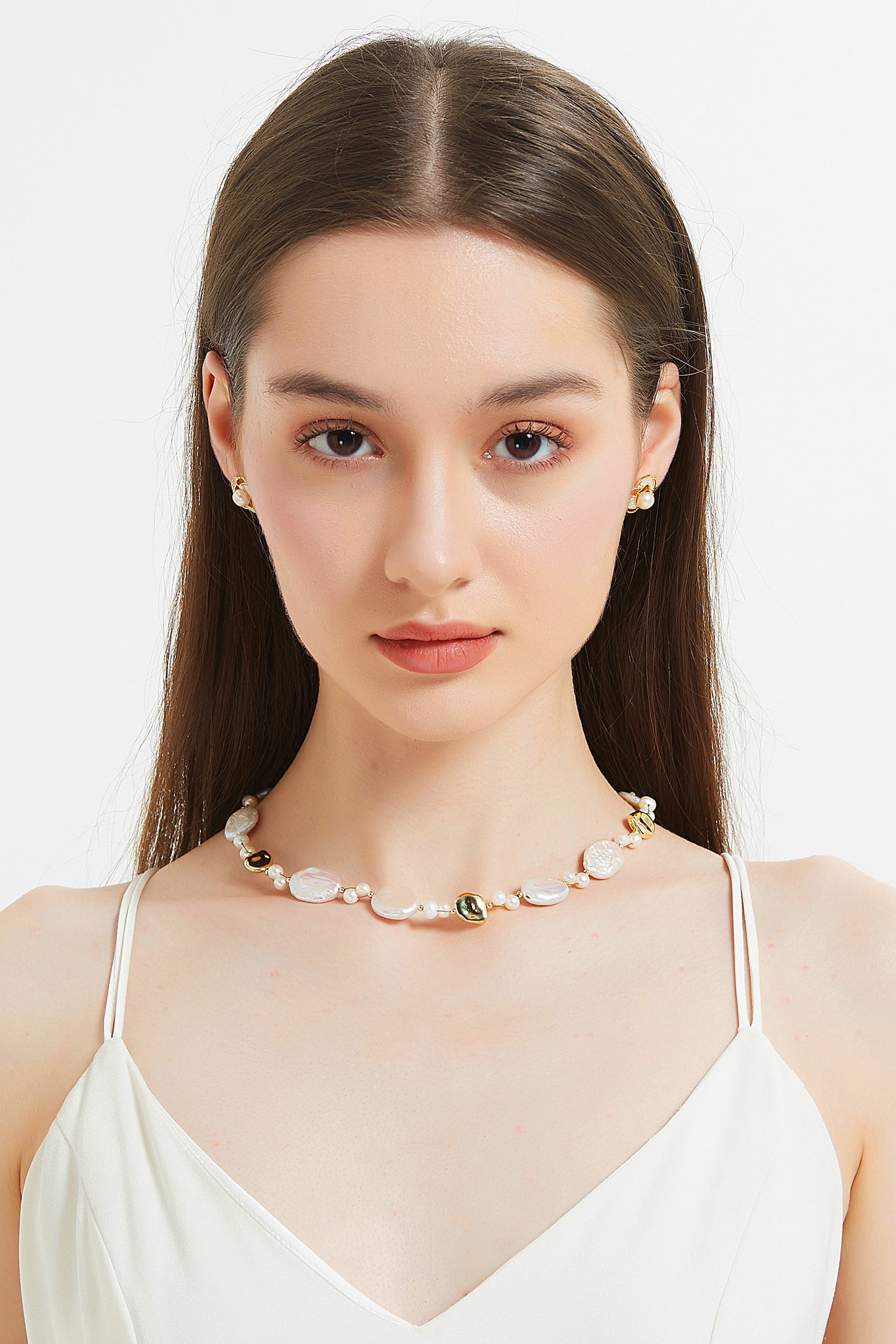 Cora Keshi Pearl Gold Bead Necklace
