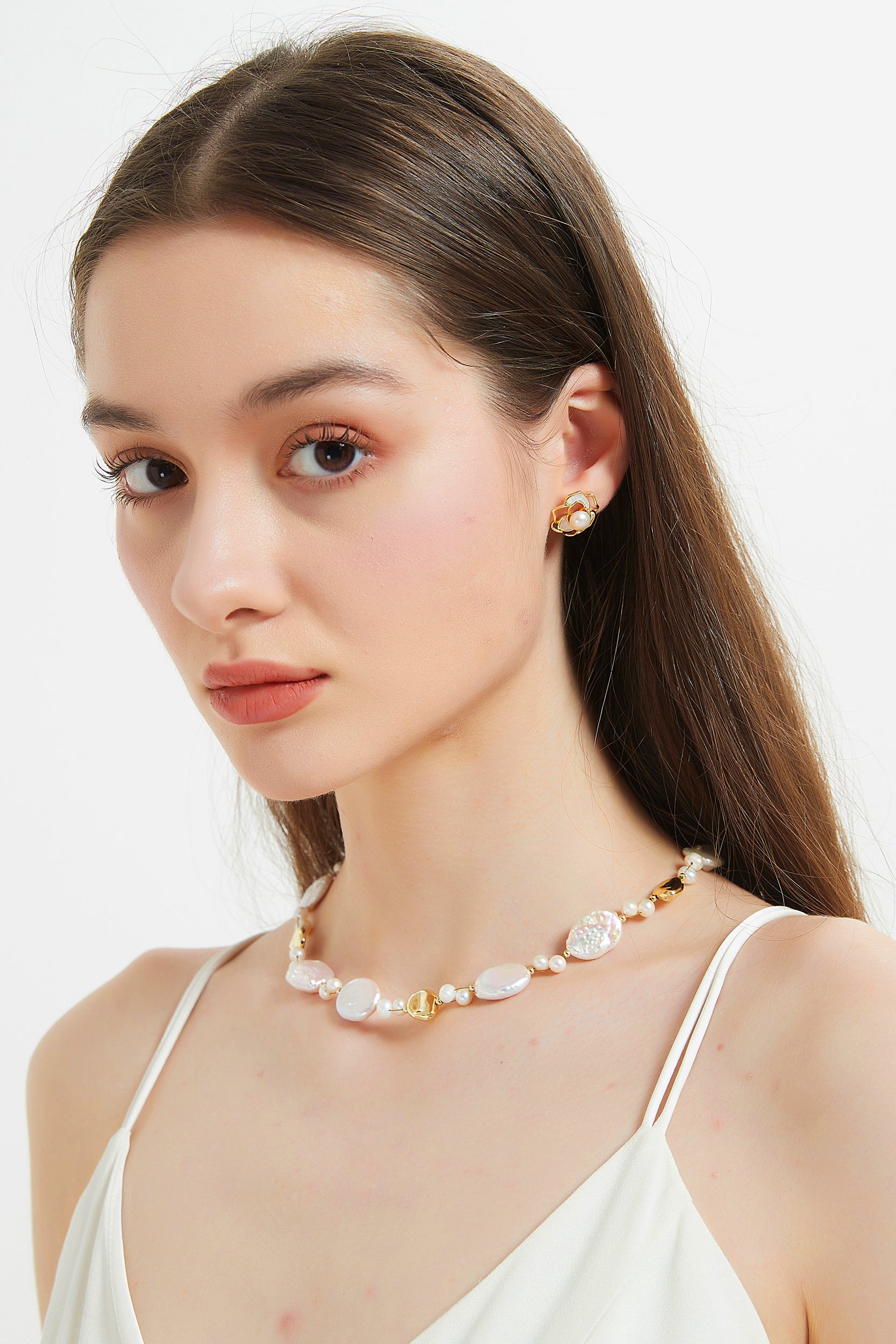 Cora Keshi Pearl Gold Bead Necklace