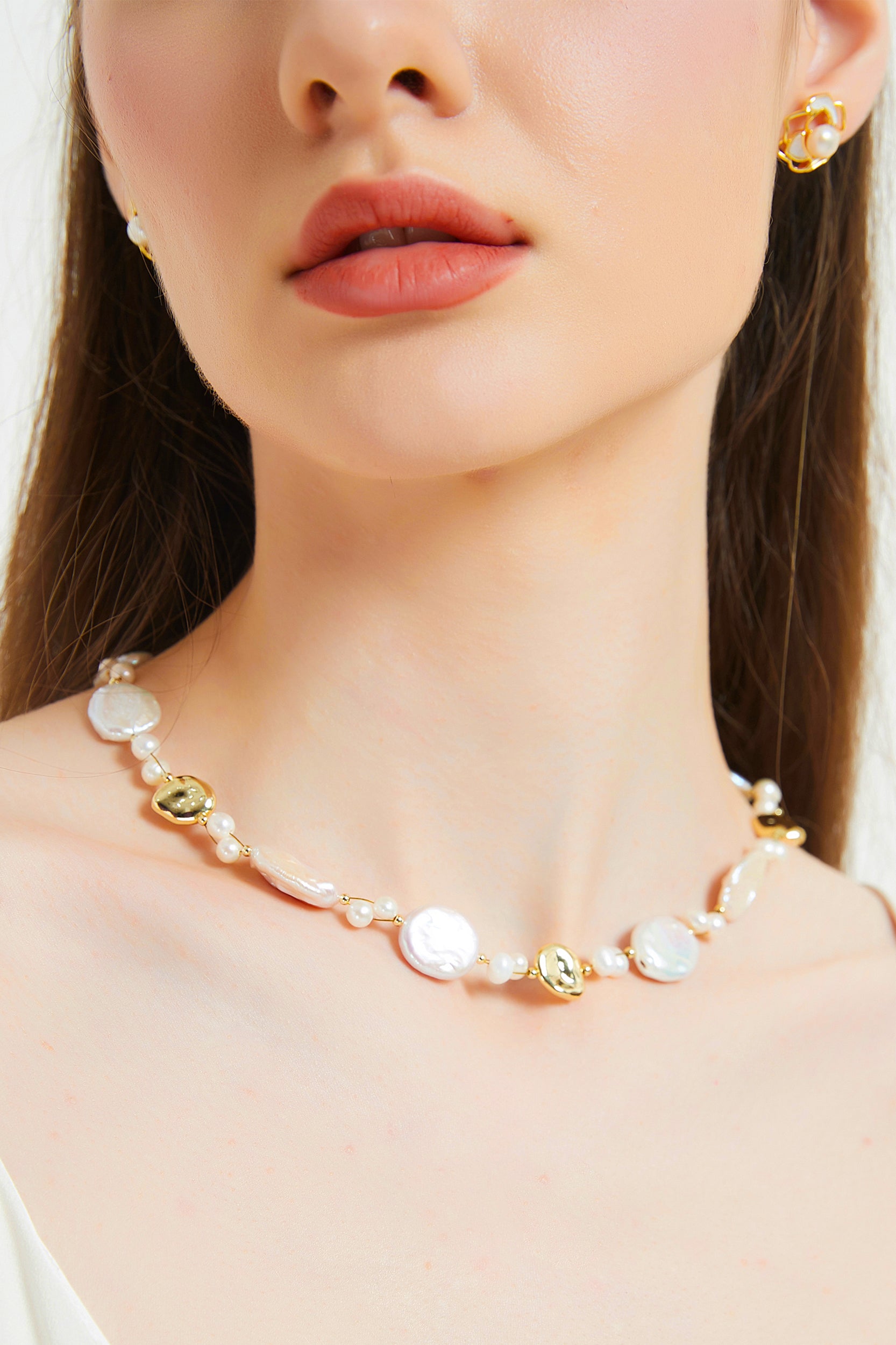 Cora Keshi Pearl Gold Bead Necklace