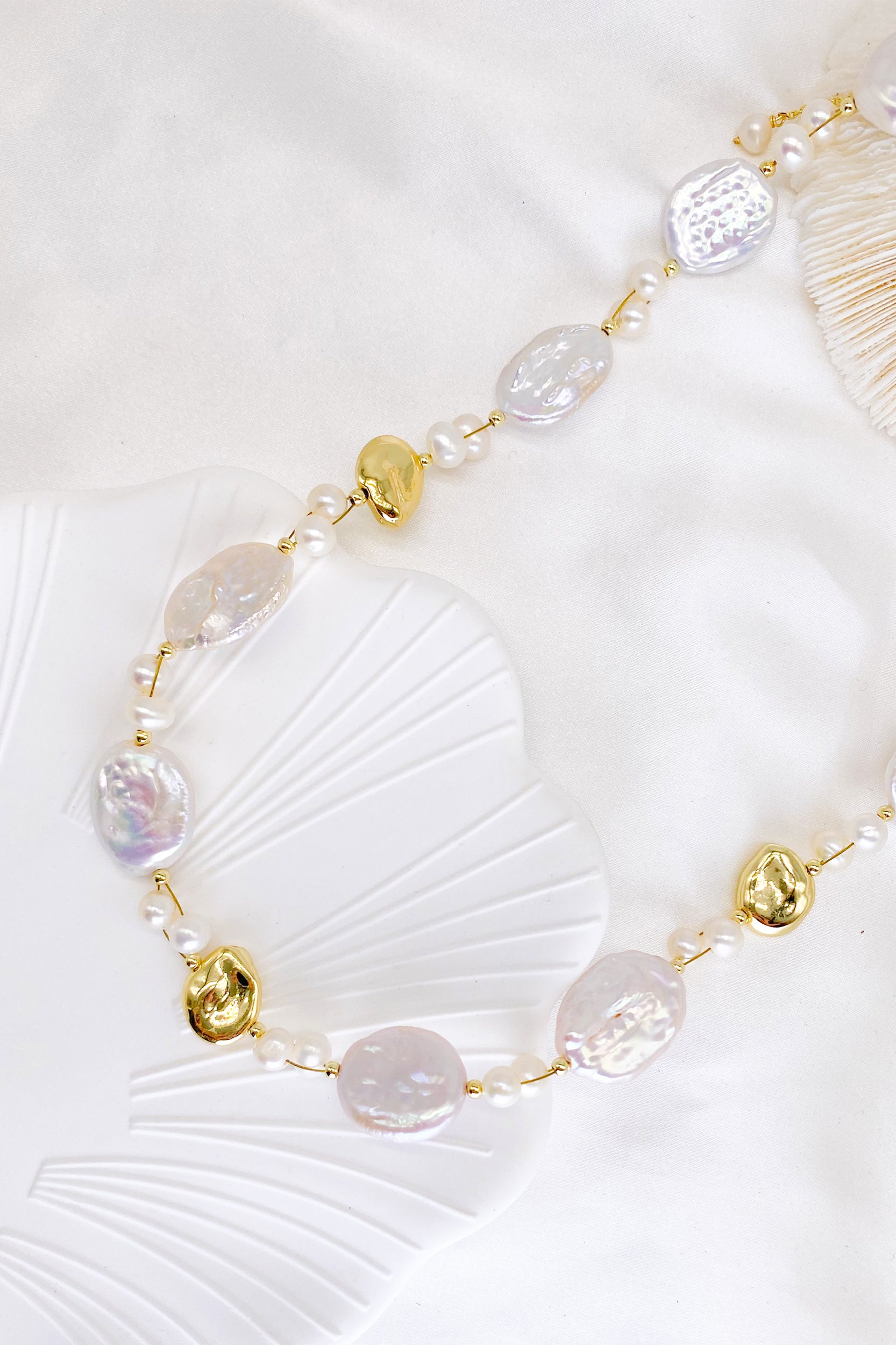 Cora Keshi Pearl Gold Bead Necklace