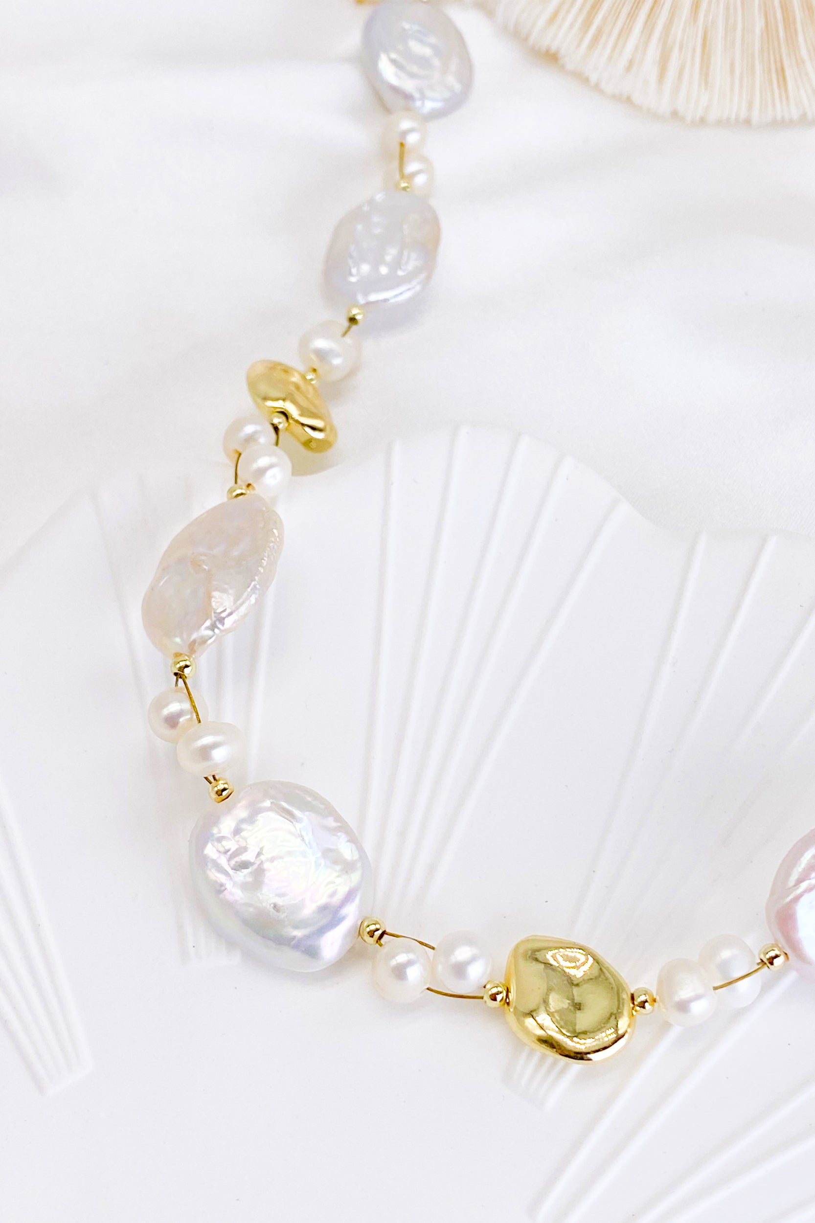 Cora Keshi Pearl Gold Bead Necklace