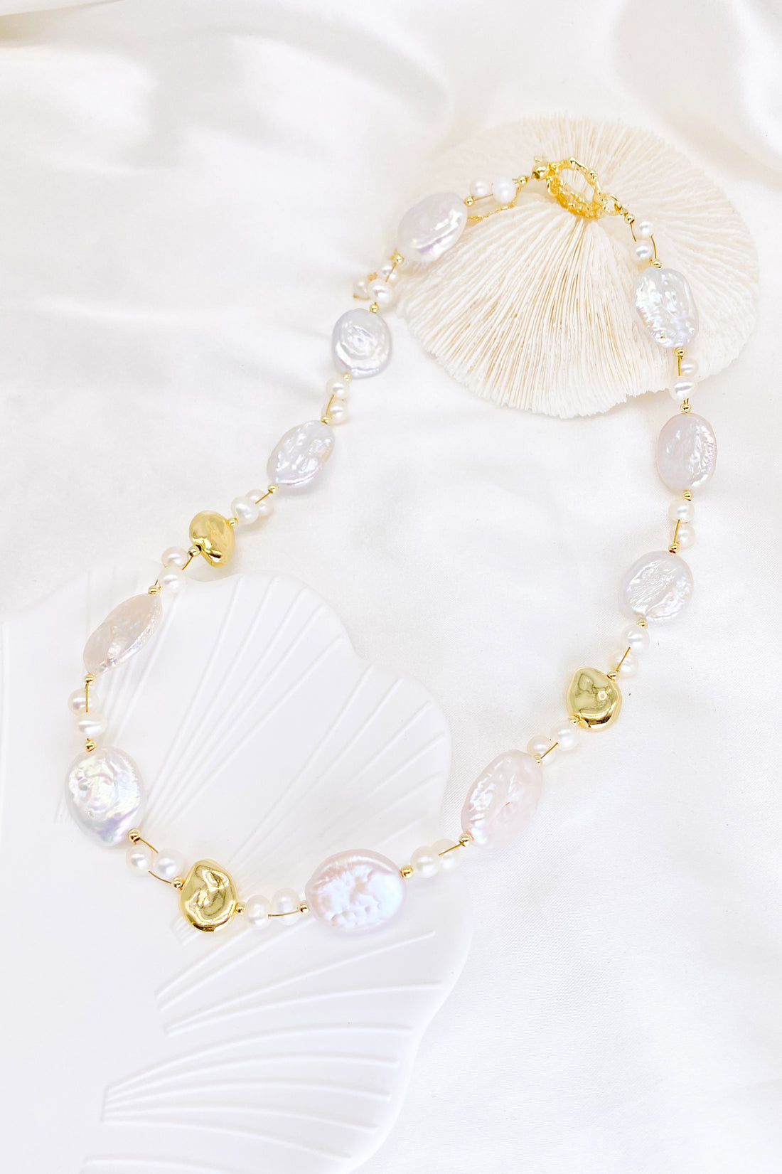 Cora Keshi Pearl Gold Bead Necklace