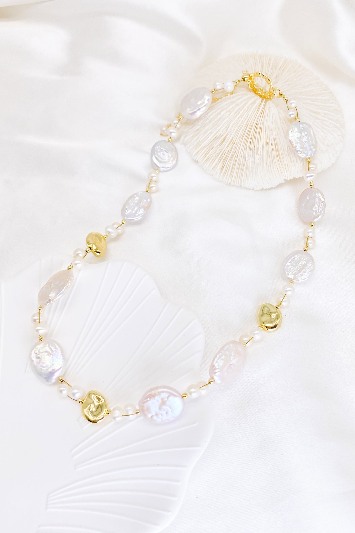 Cora Keshi Pearl Gold Bead Necklace