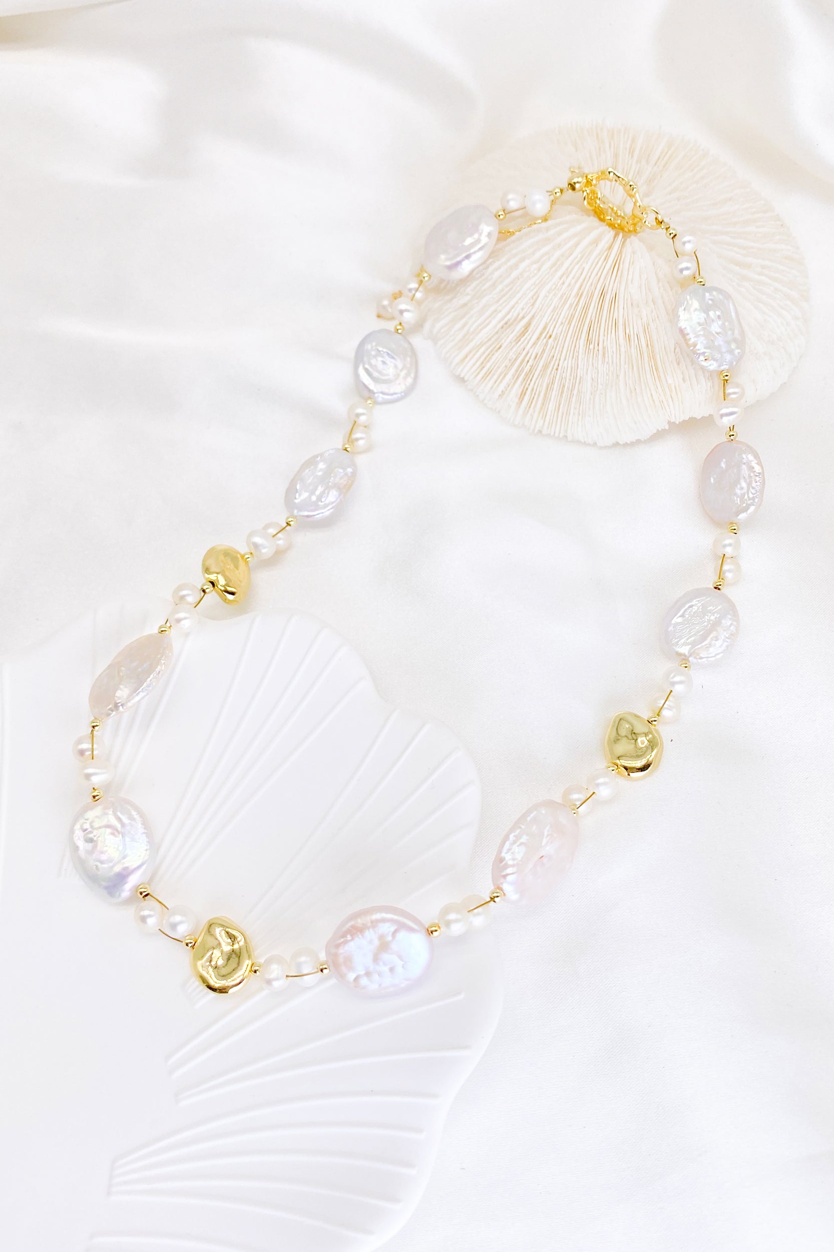 Cora Keshi Pearl Gold Bead Necklace