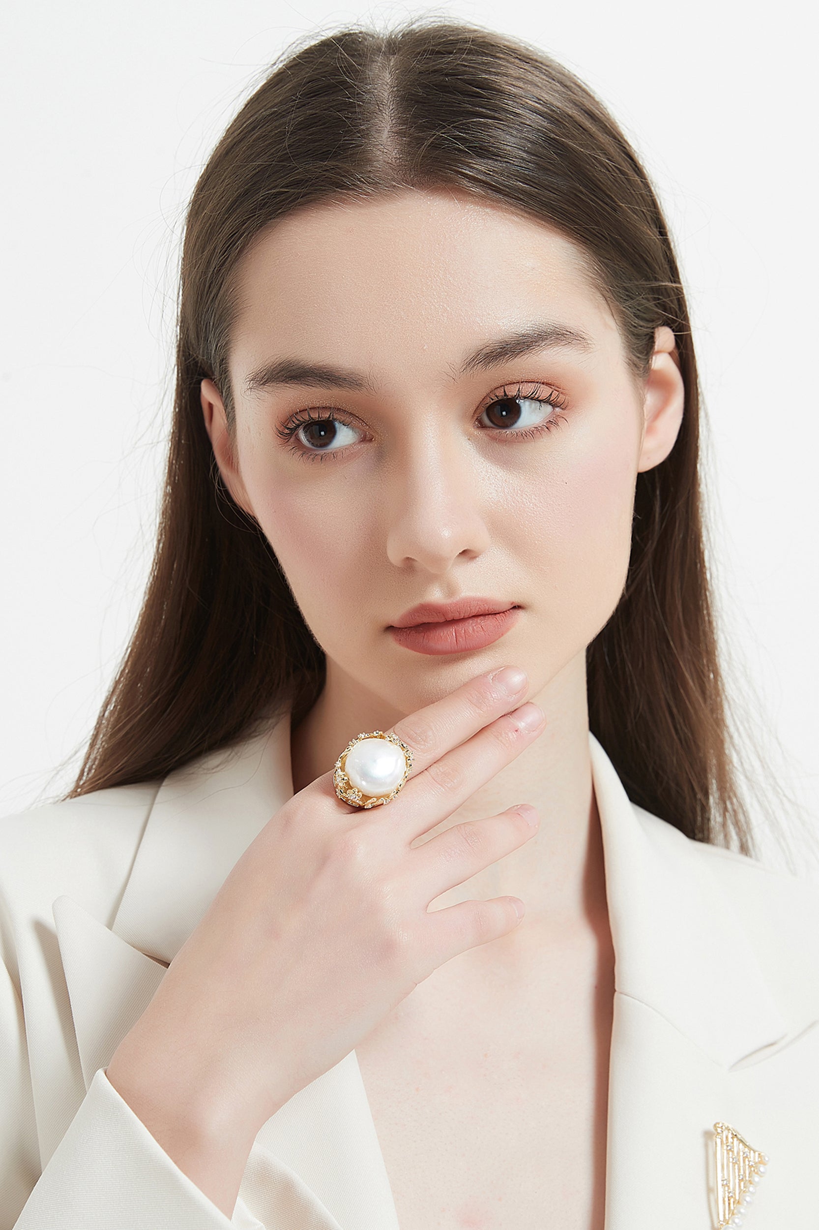 Coretta Gold Baroque Pearl Ring