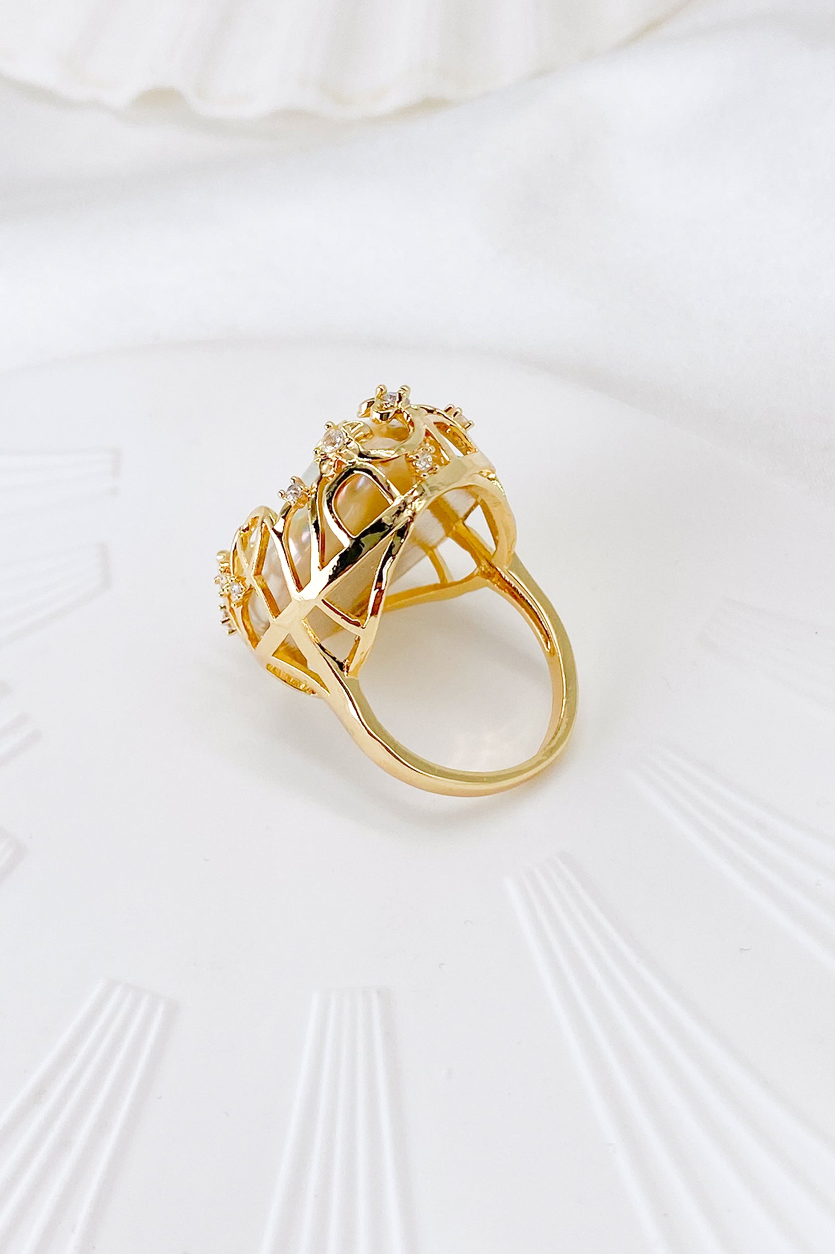 Coretta Gold Baroque Pearl Ring