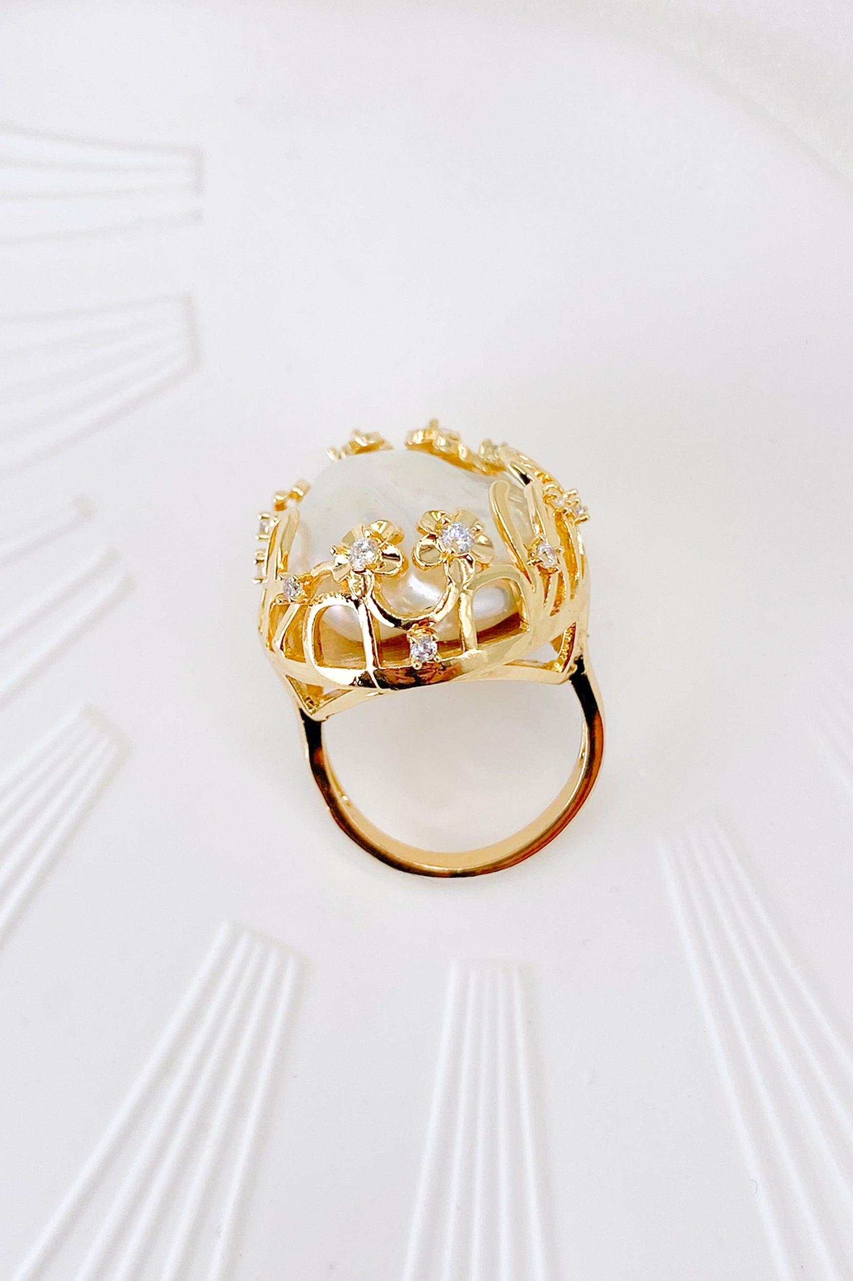 Coretta Gold Baroque Pearl Ring