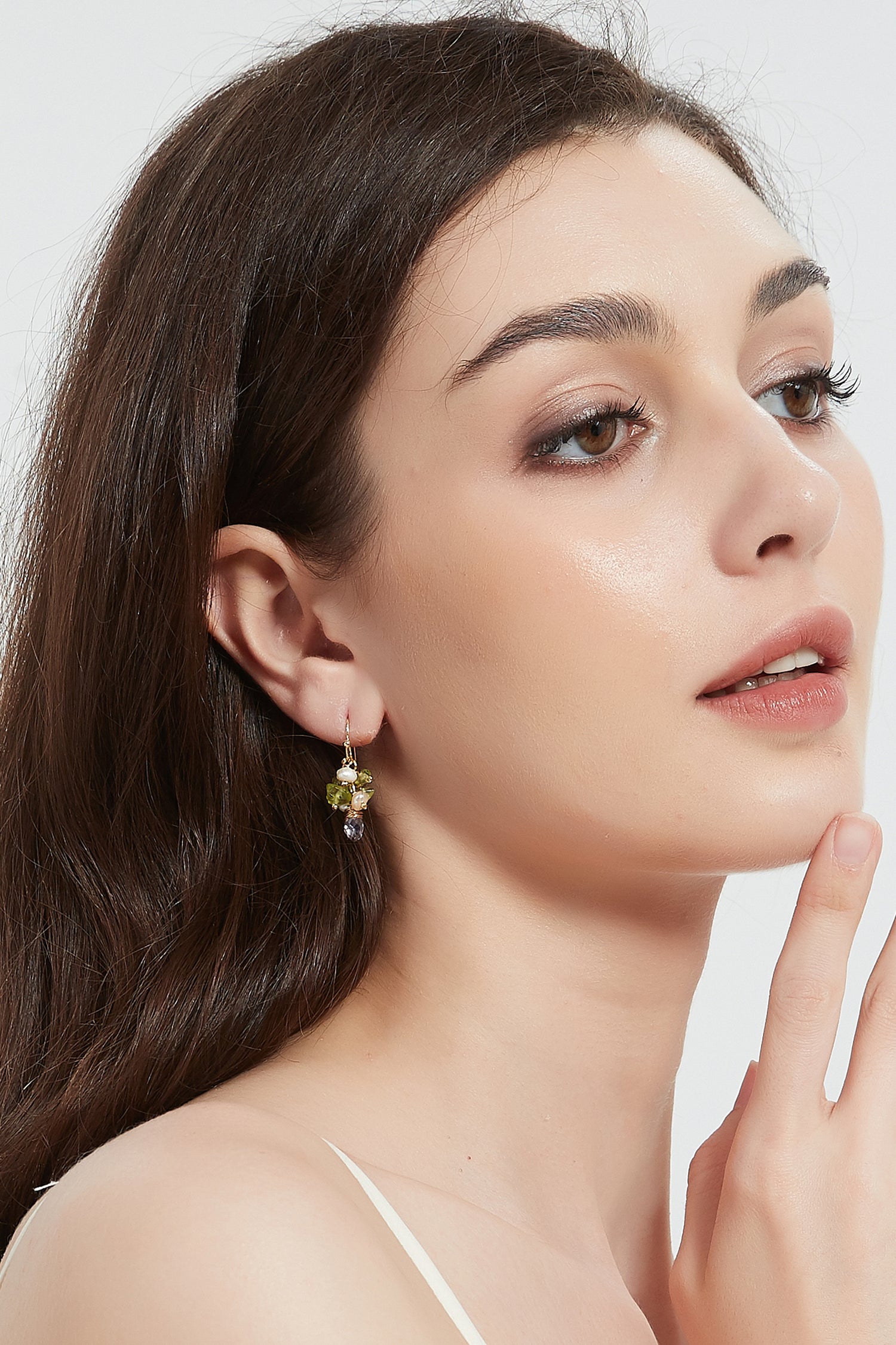 Eleanor Natural Stone Gold Pearl Earrings