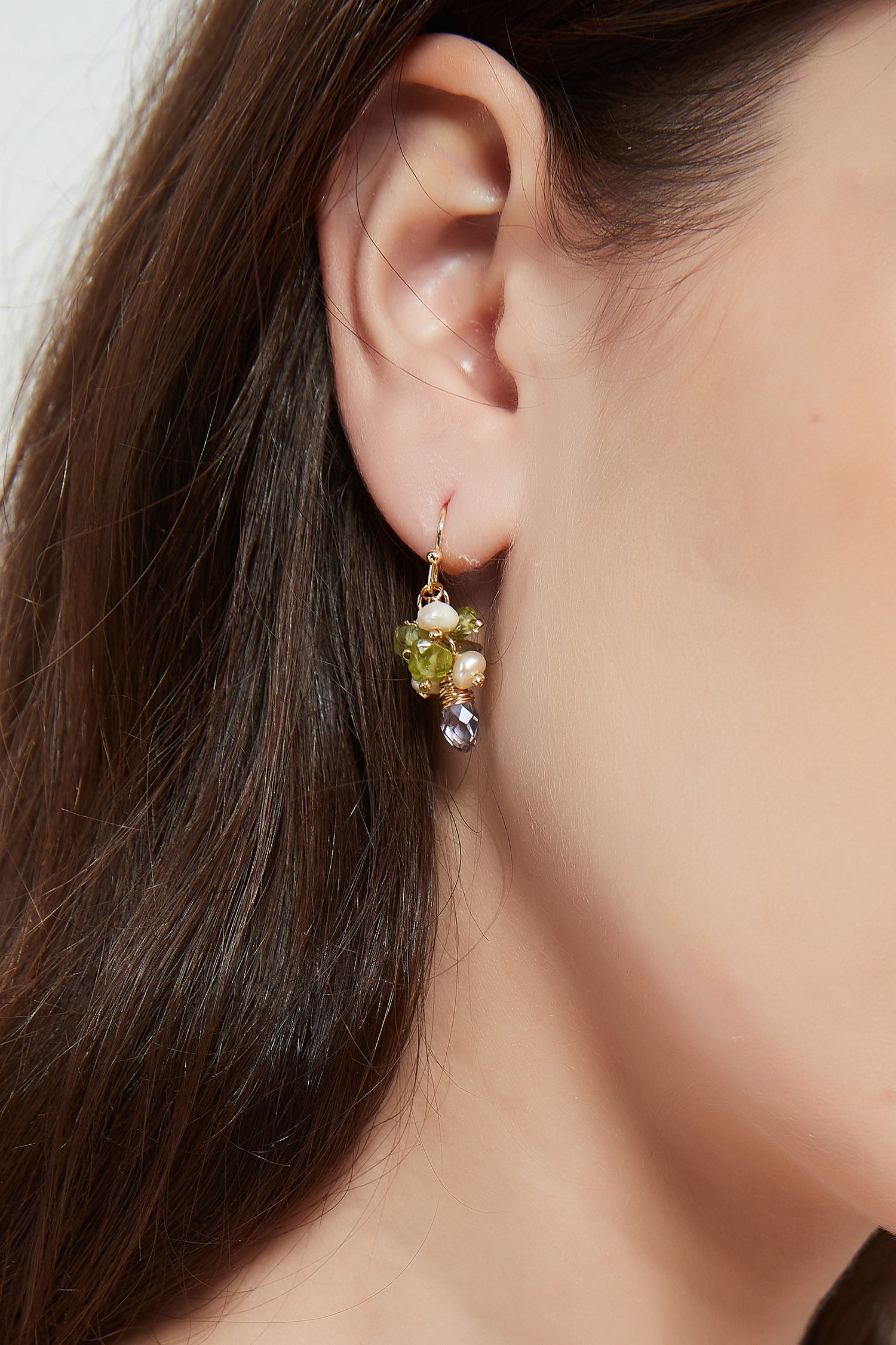 Eleanor Natural Stone Gold Pearl Earrings