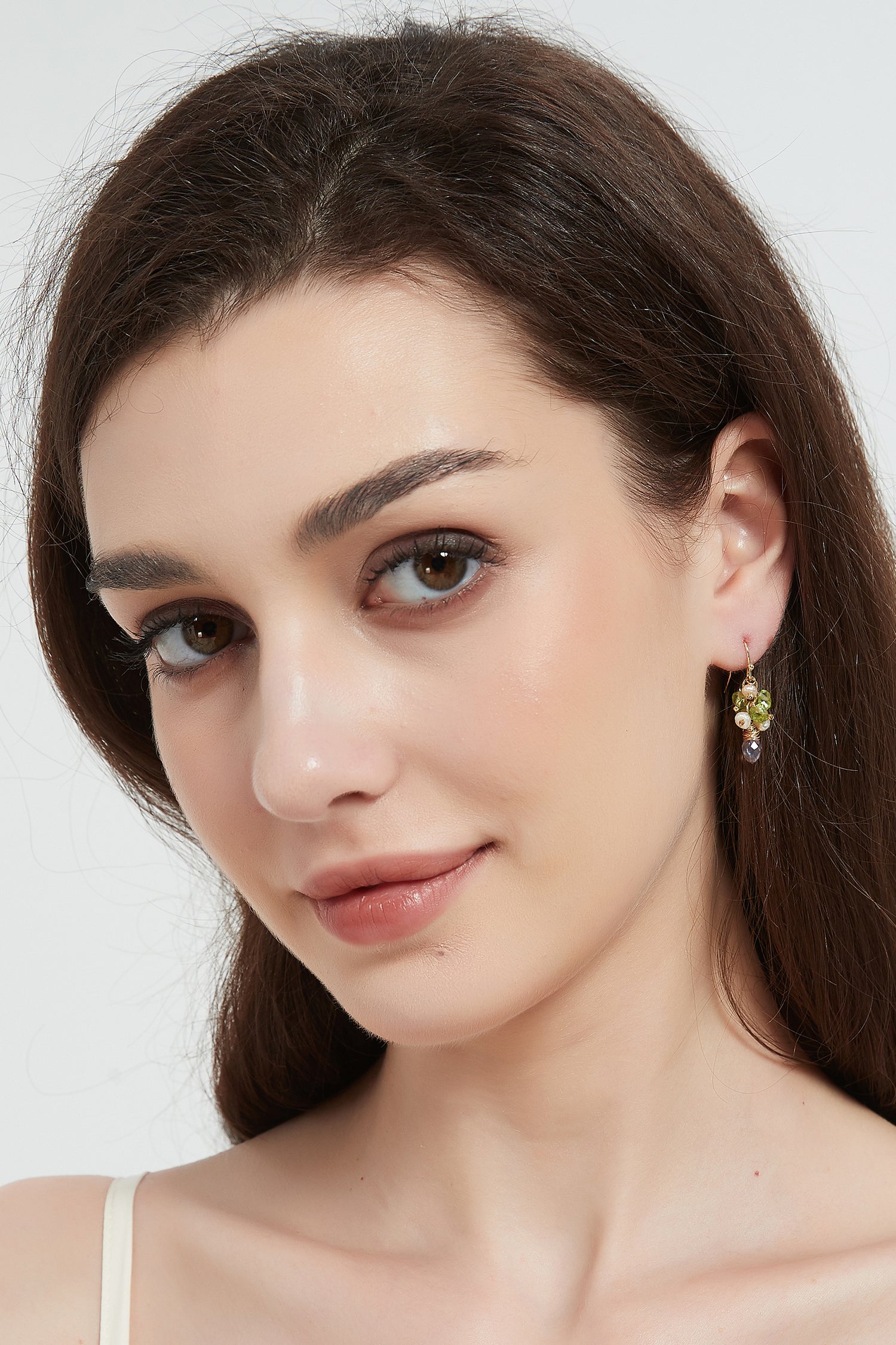 Eleanor Natural Stone Gold Pearl Earrings