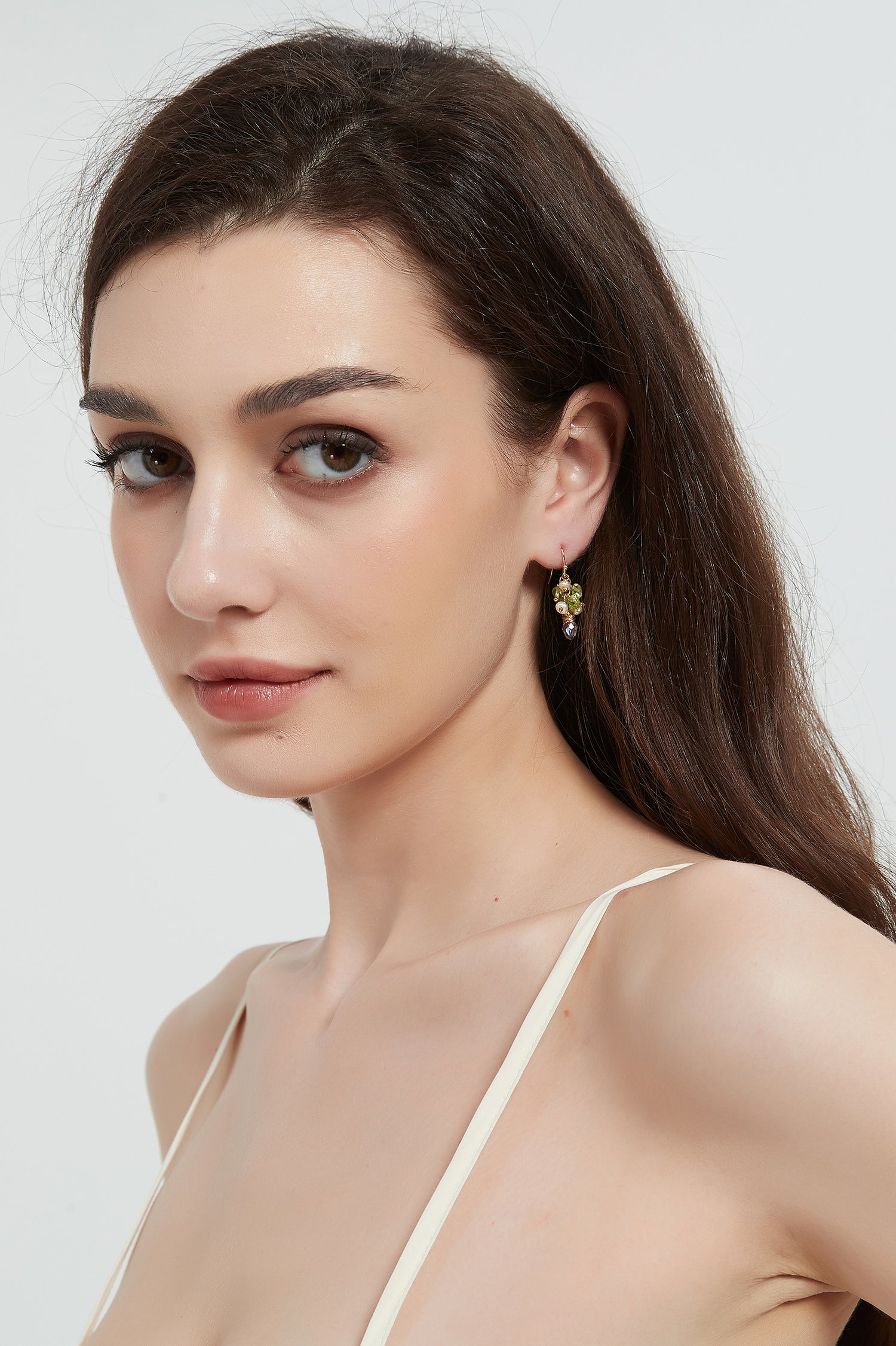 Eleanor Natural Stone Gold Pearl Earrings