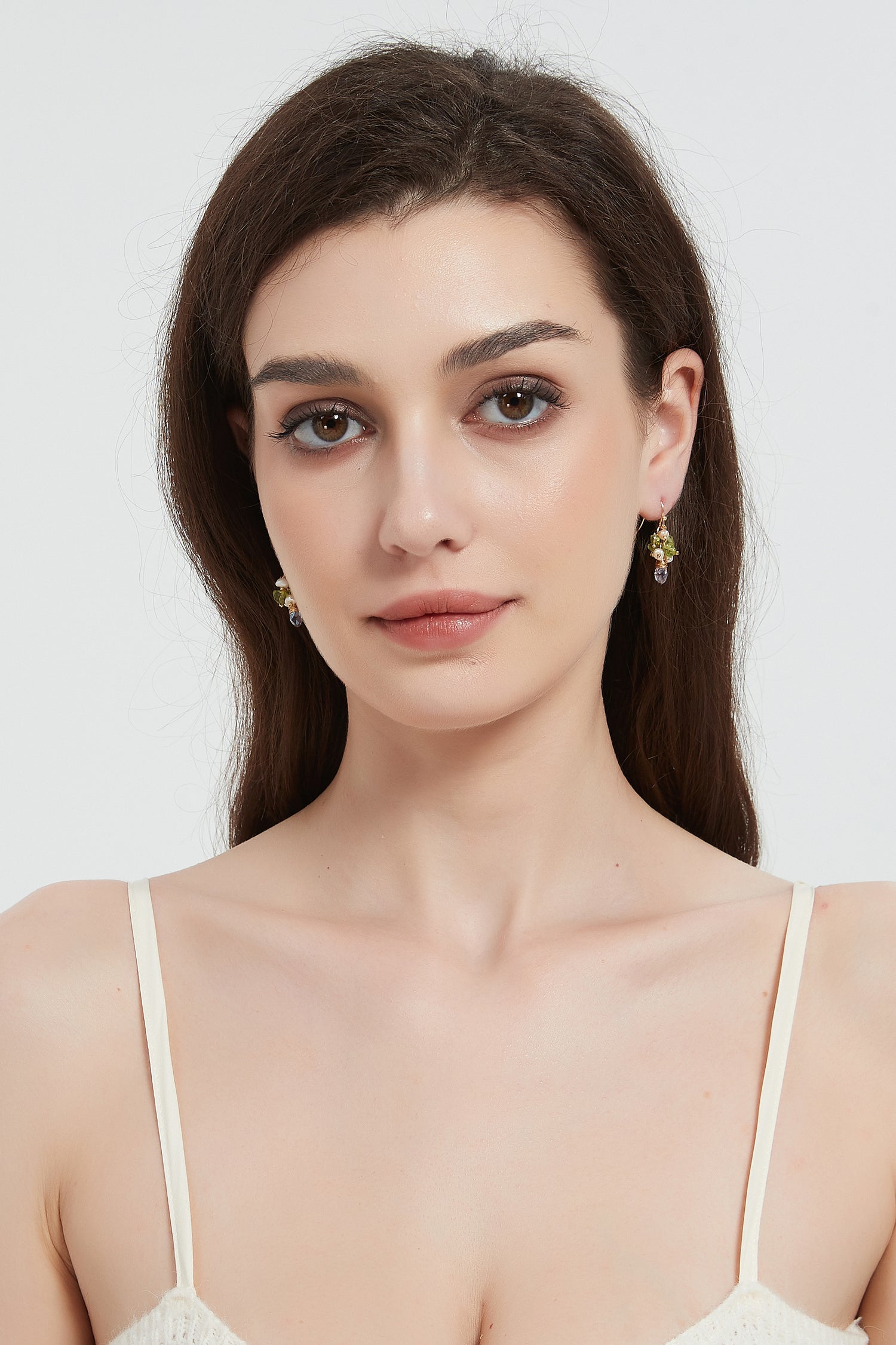 Eleanor Natural Stone Gold Pearl Earrings