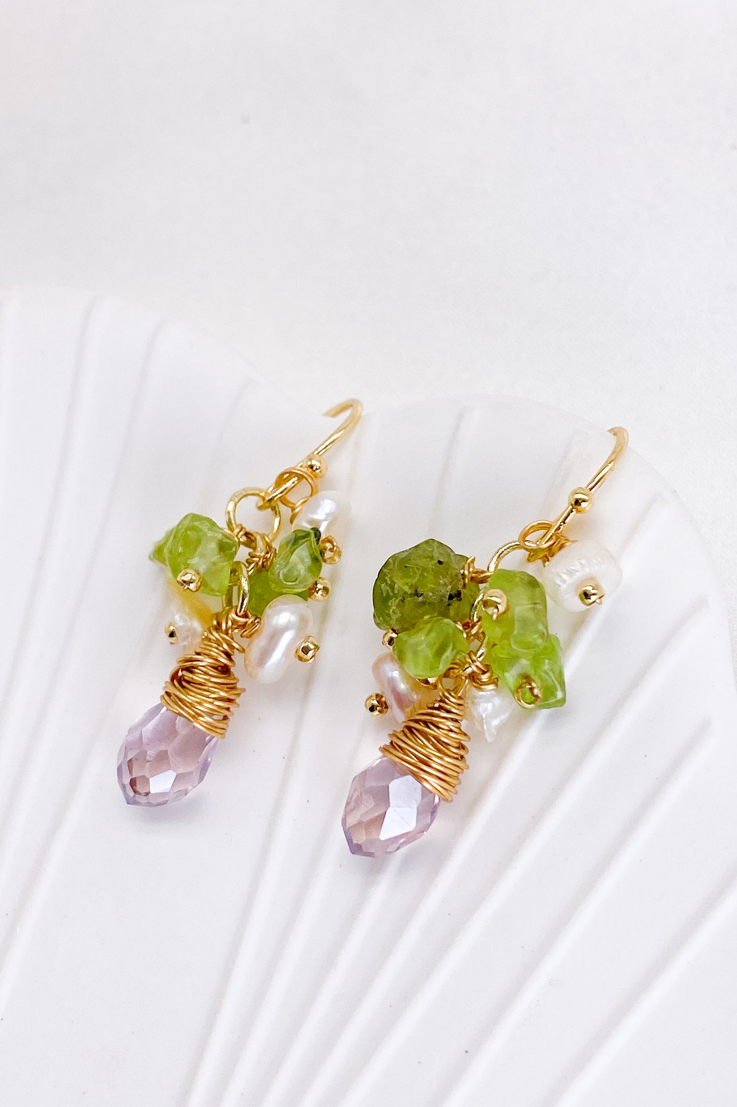 Eleanor Natural Stone Gold Pearl Earrings