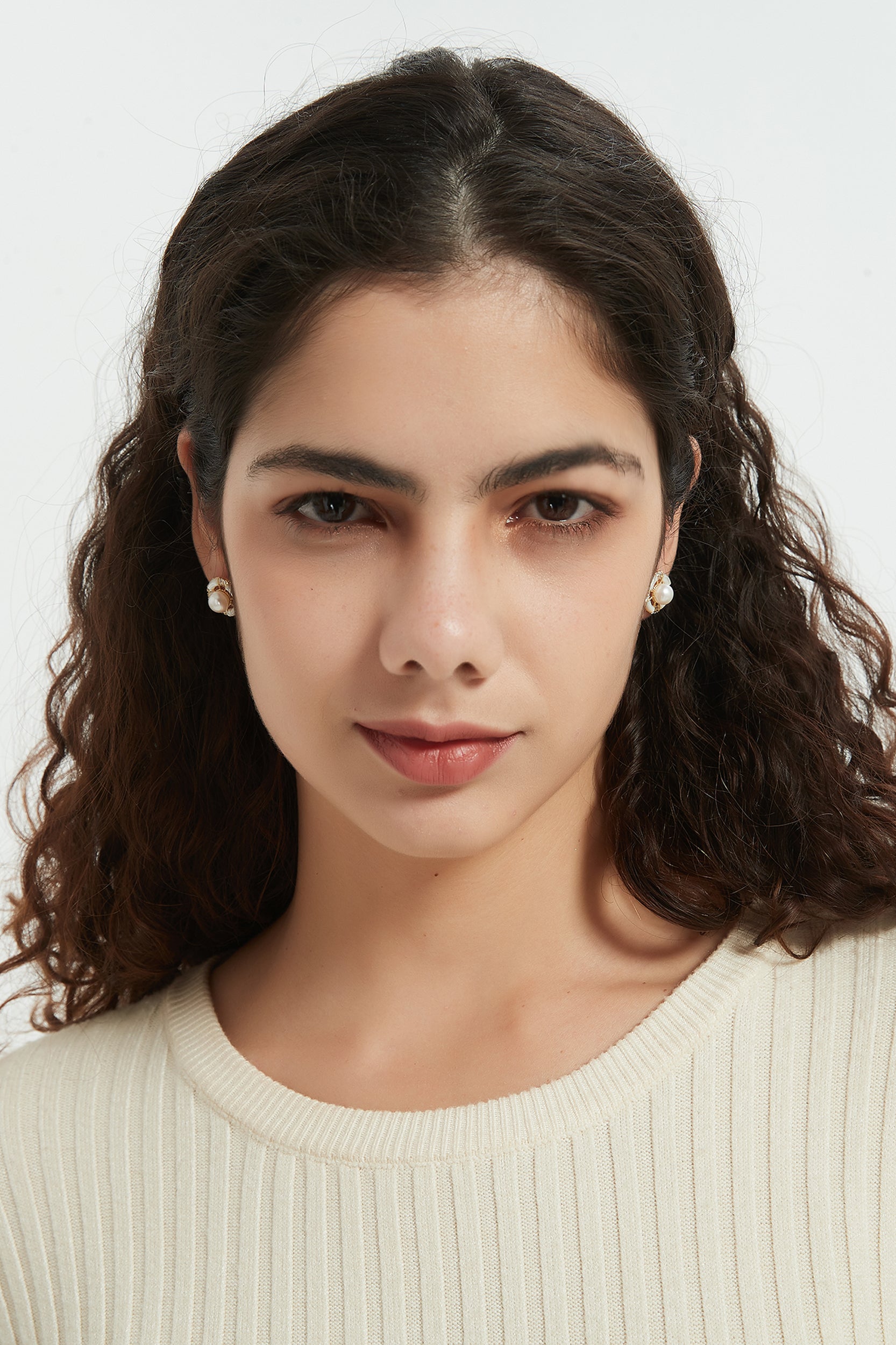 Elijah Freshwater Pearl Halo Stud Earrings