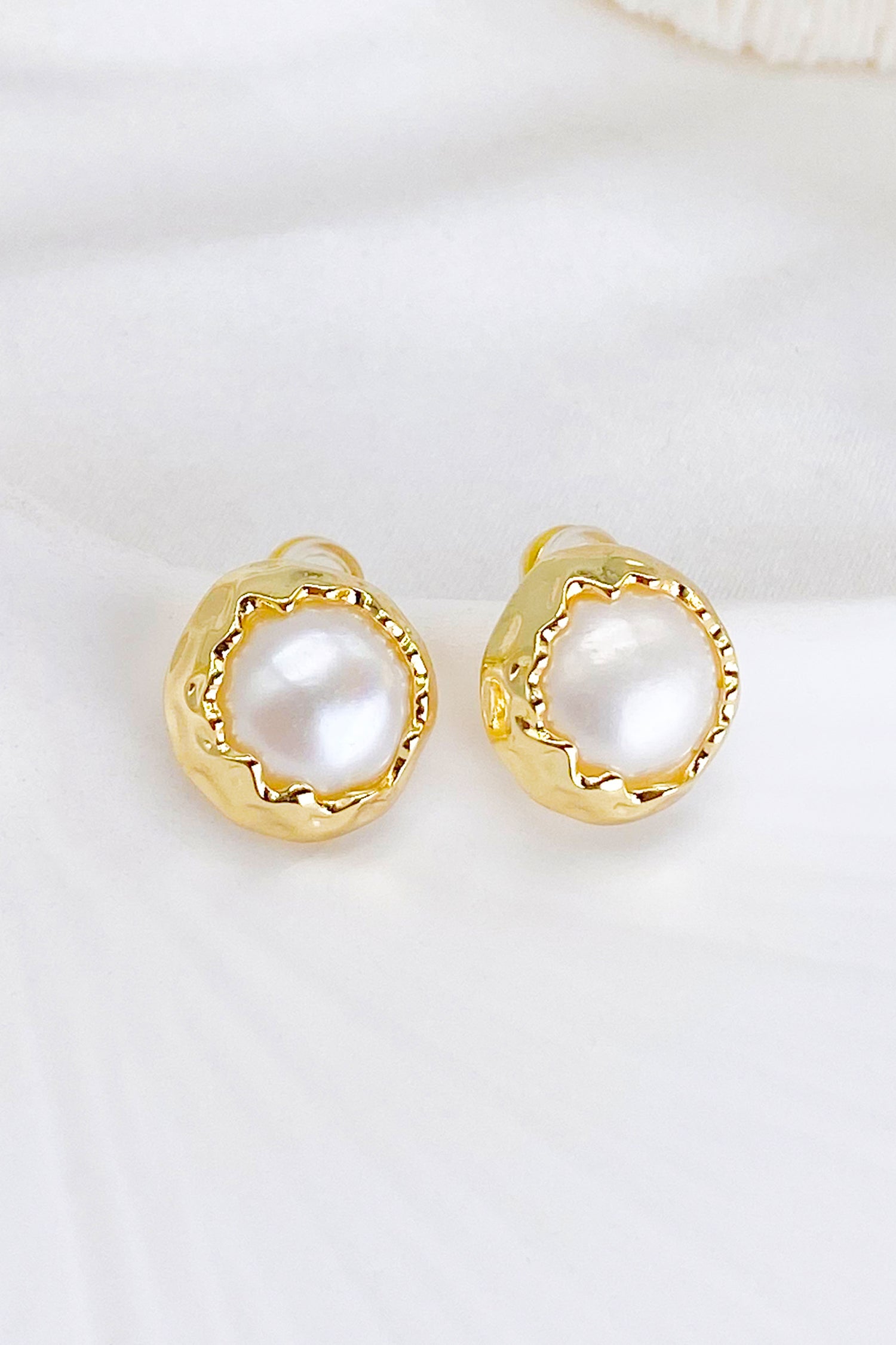 Erin Gold Halo Freshwater Pearl Stud Earrings