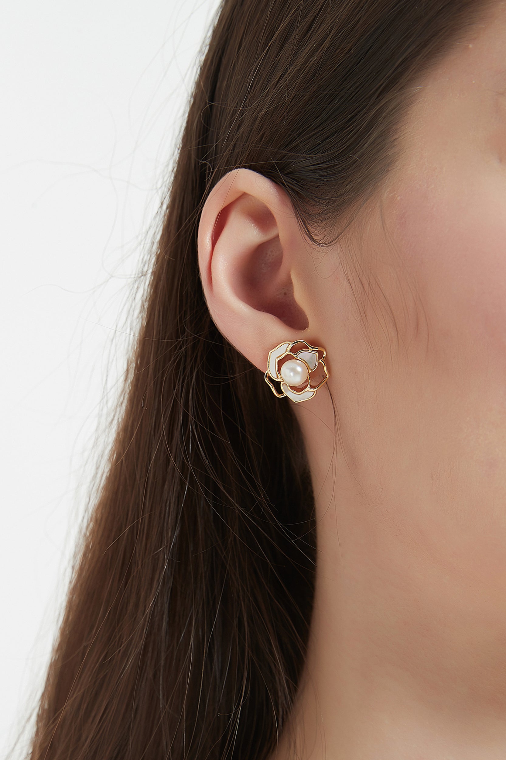 Florence Mother of Pearl Rose Earrings